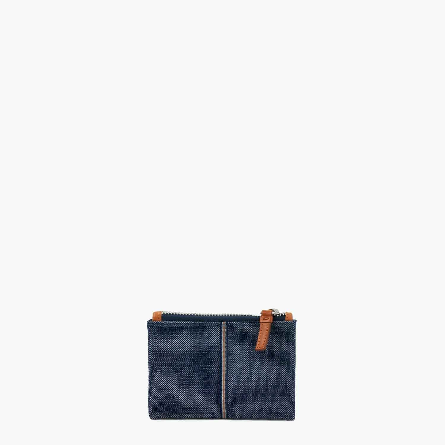 Erba Zip Card Case Pouch Denim and Leather