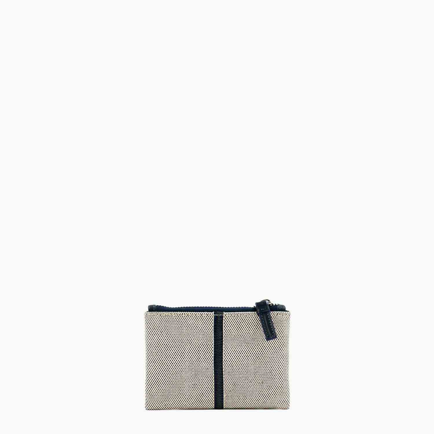 Erba Zip Card Case Pouch Cotton Tweed and Leather