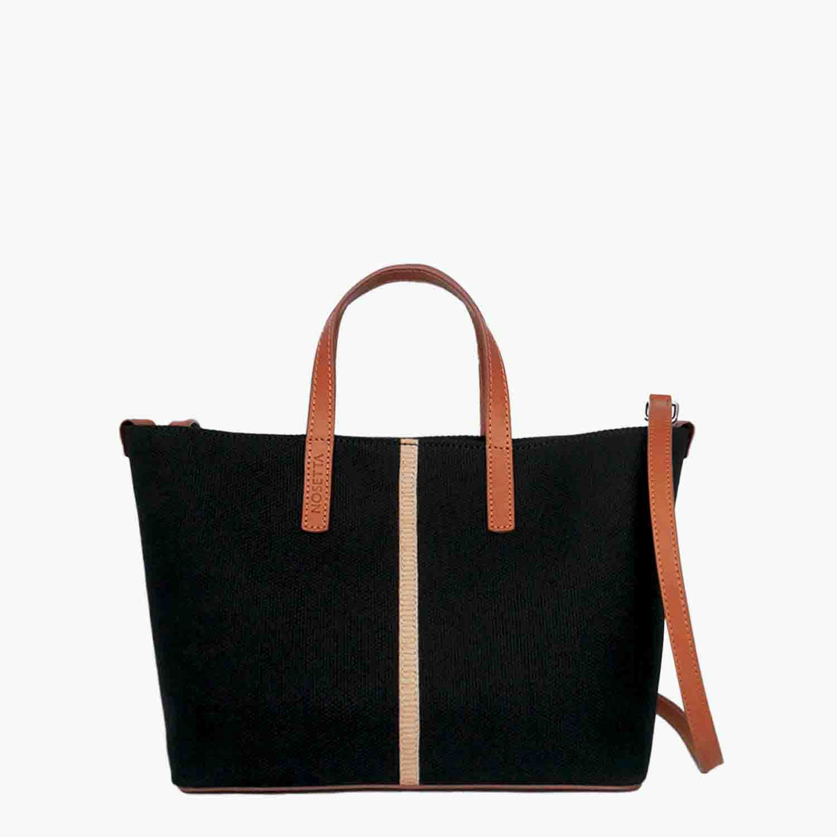 Carlia Shopper Piccola in Cotton Canvas e Pelle