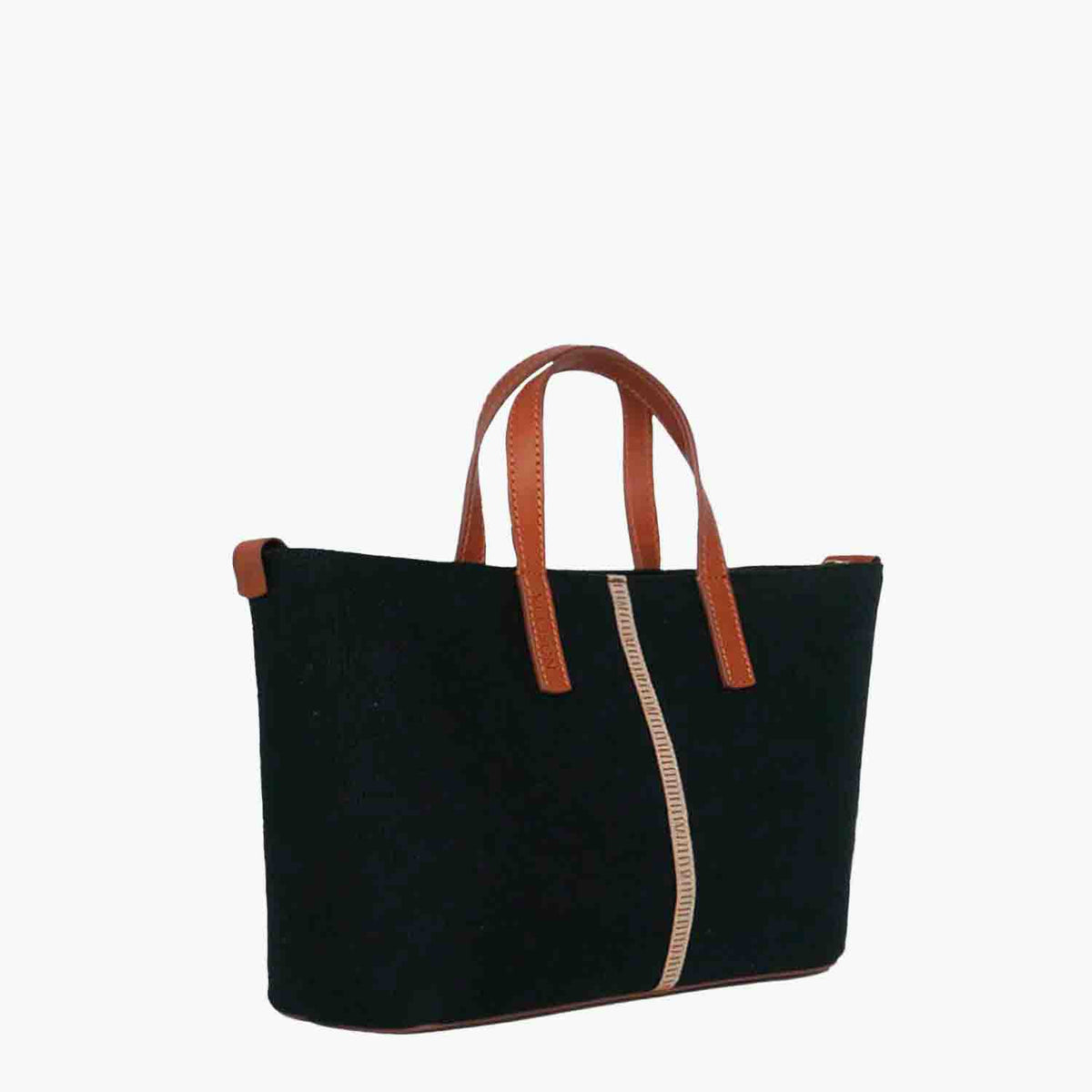 Carlia Shopper Piccola in Cotton Canvas e Pelle