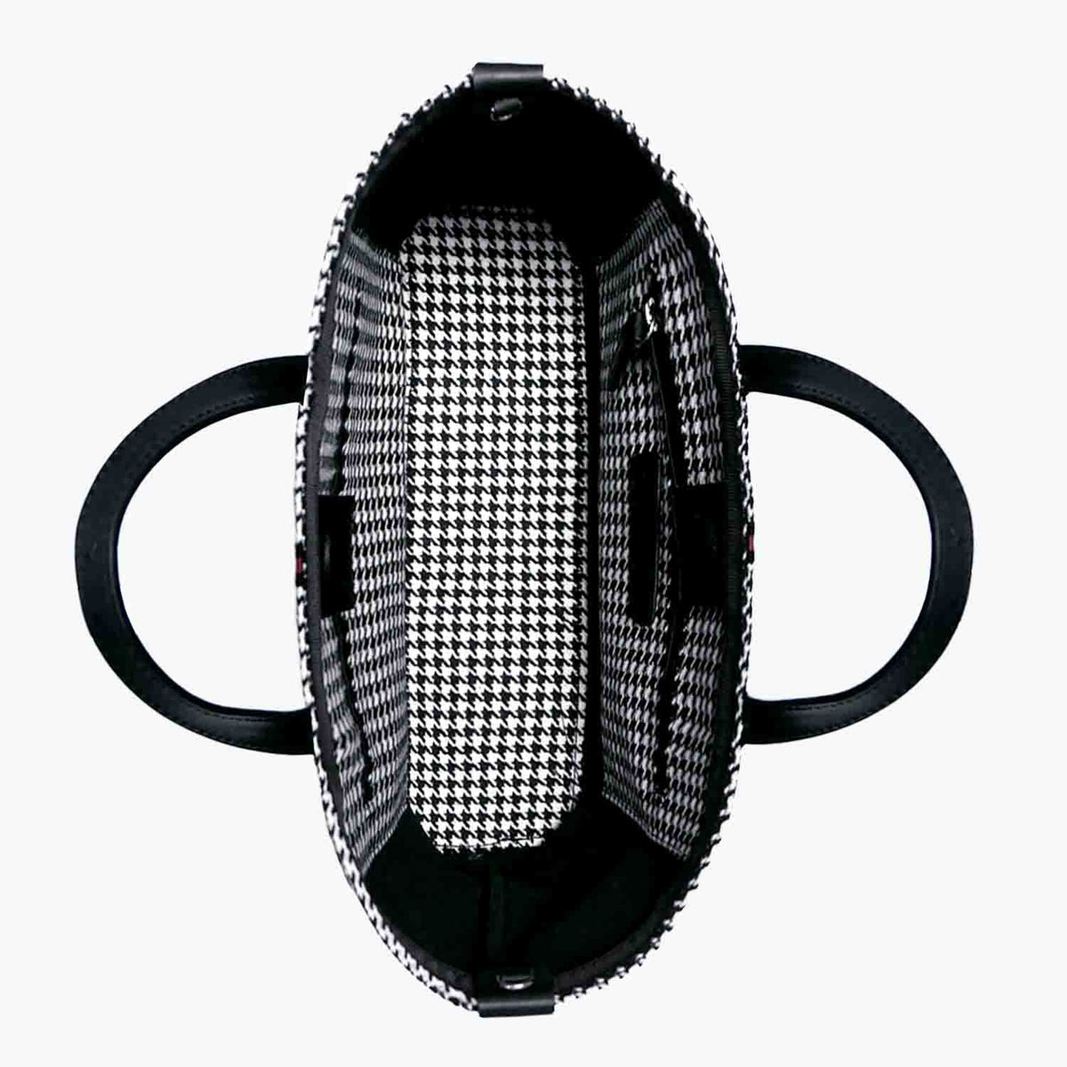 Carlia Small Tote Wool Houndstooth and Leather