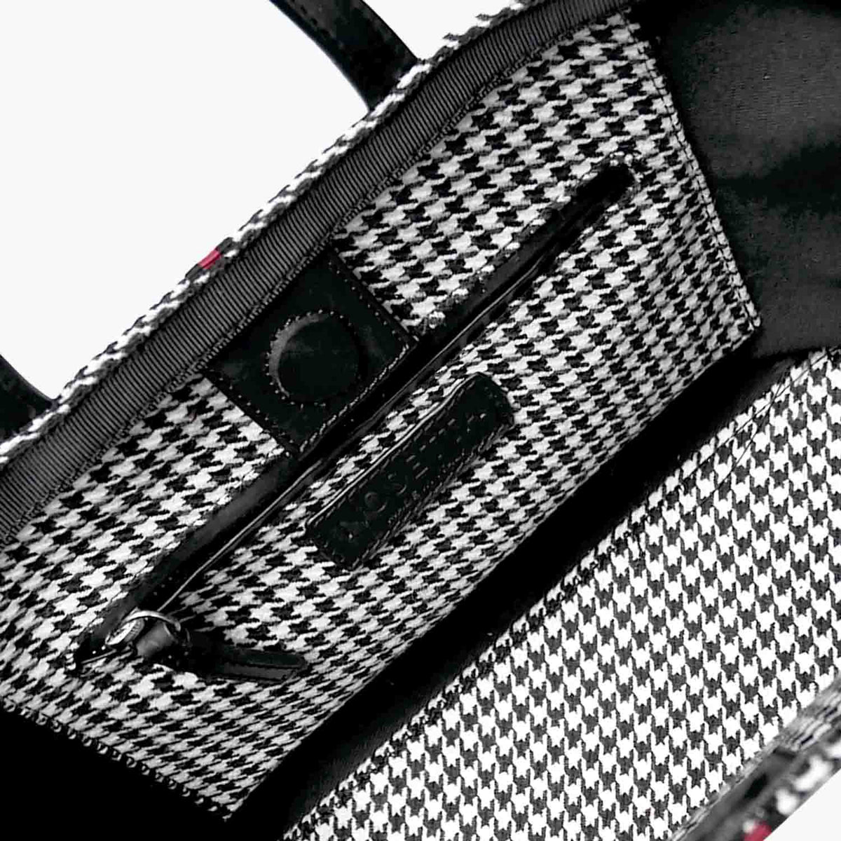 Carlia Small Tote Wool Houndstooth and Leather