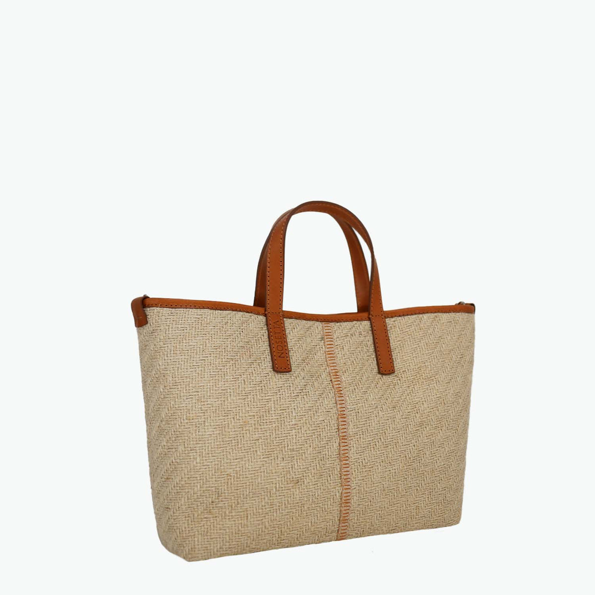 Carlia Small Tote Jute and Leather