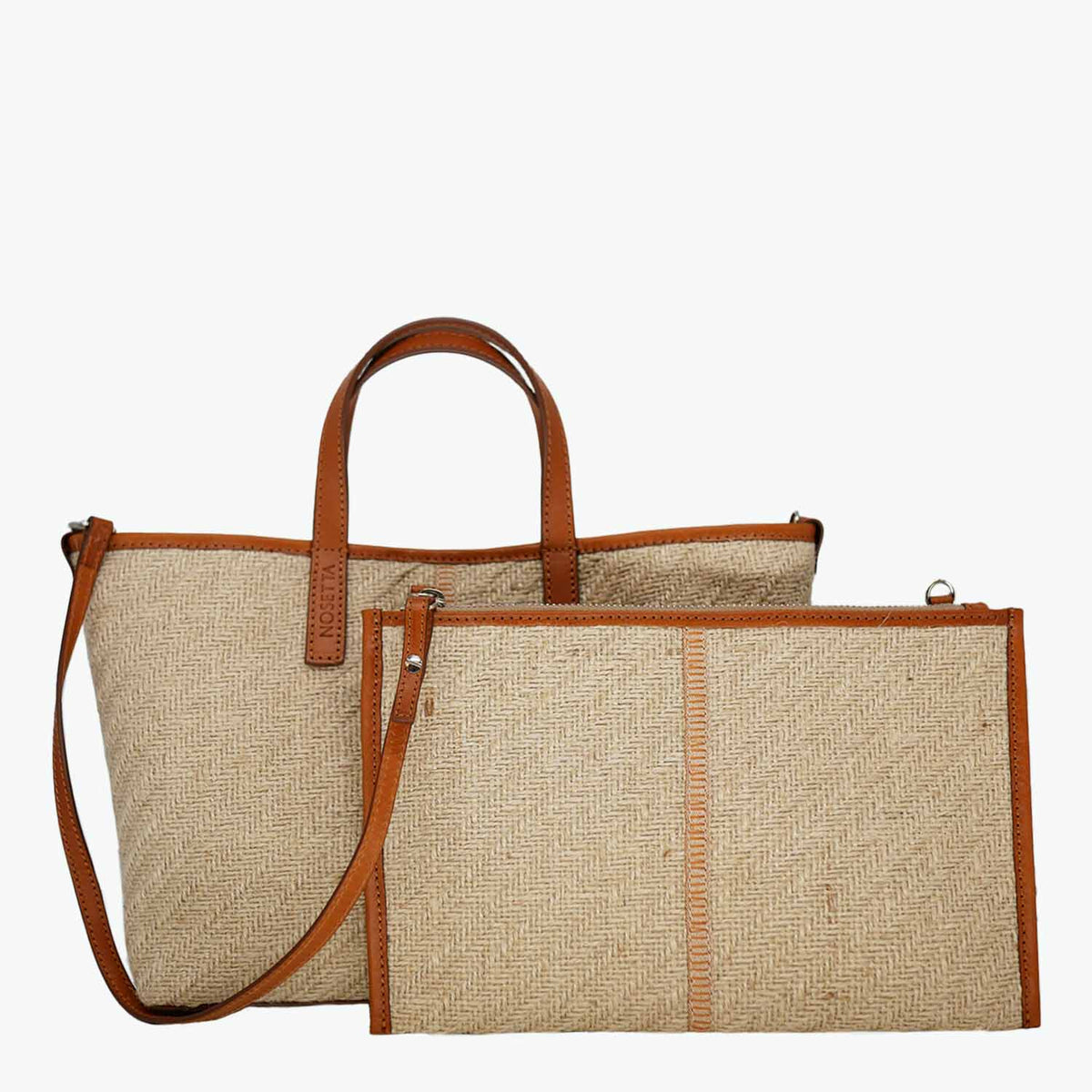 Carlia Small Tote Jute and Leather