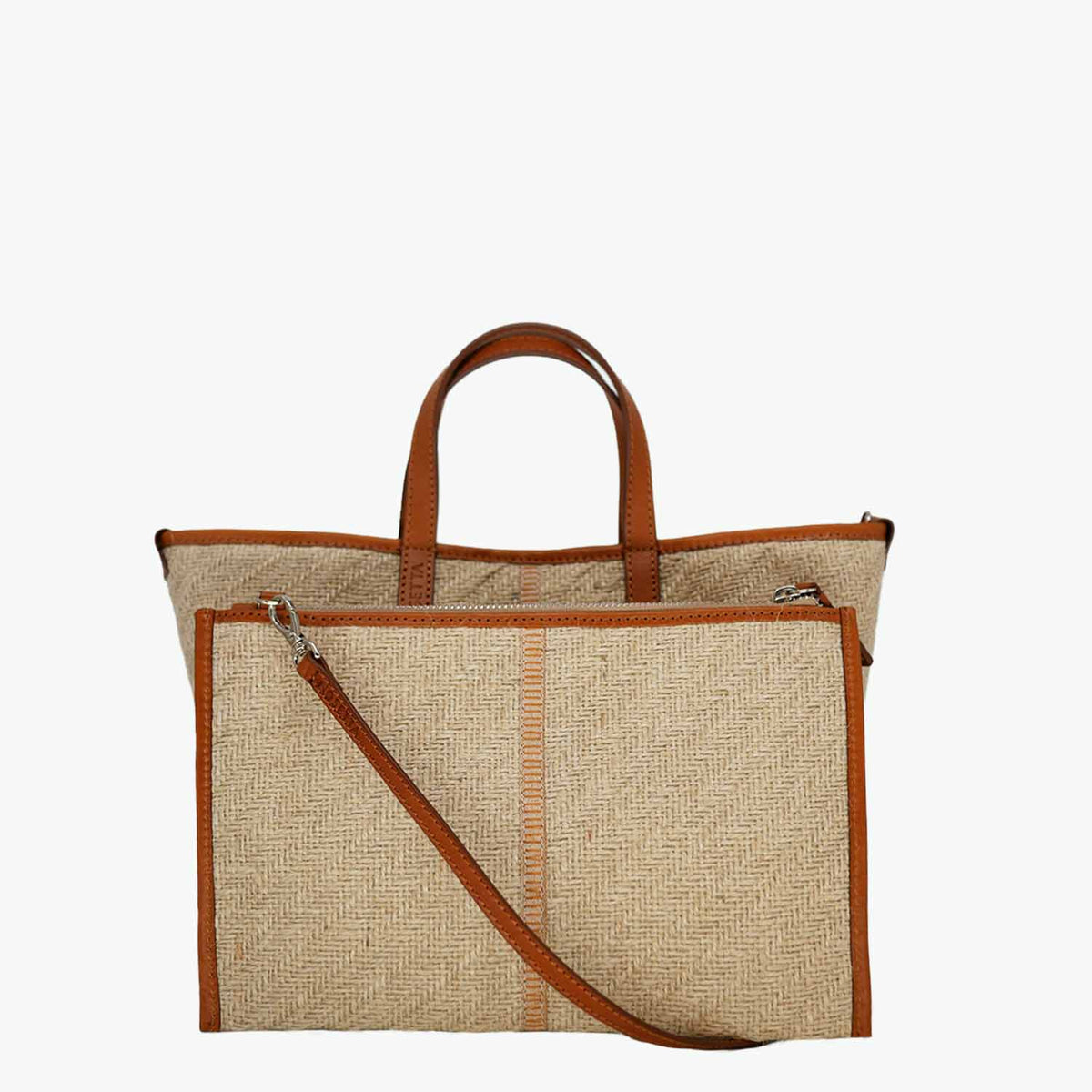 Carlia Small Tote Jute and Leather