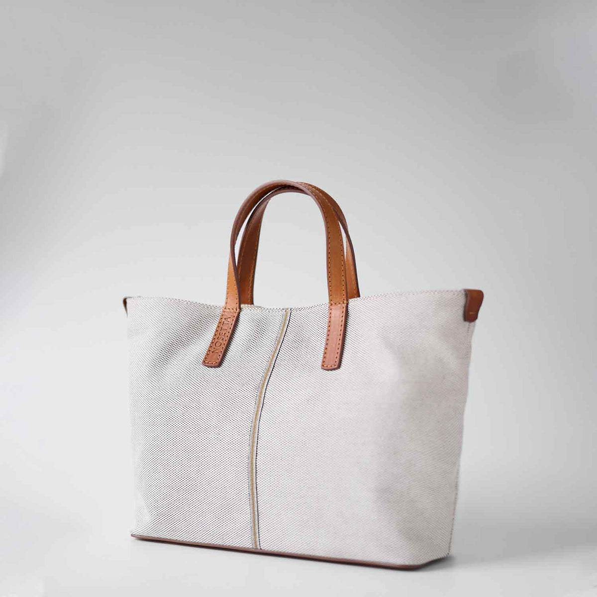 Carlia Small Tote Cotton Tweed and Leather
