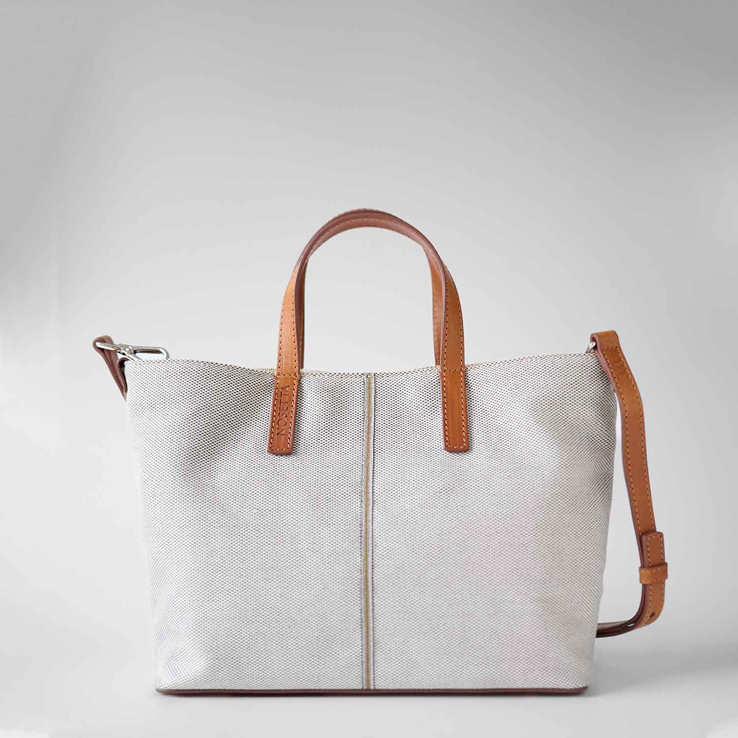 Carlia Small Tote Cotton Tweed and Leather