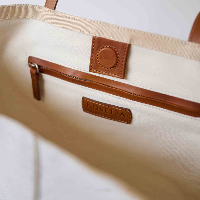 Celesia Medium Tote Cotton Tweed and Leather