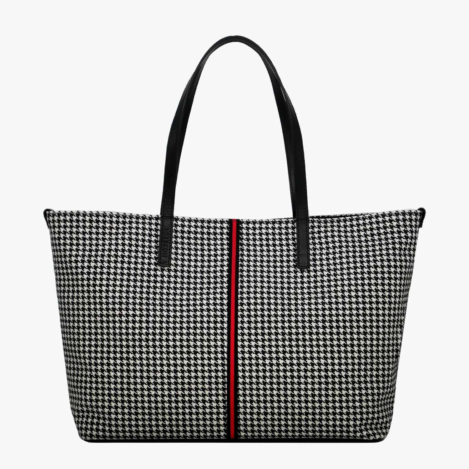 Celesia Medium Tote Houndstooth Wool and Leather