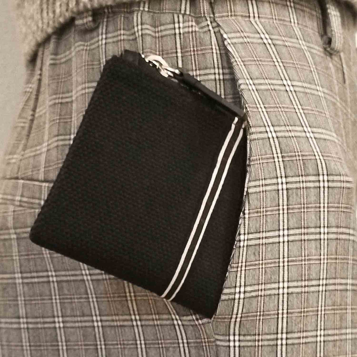 Erba Zip Card Case Pouch Cotton Canvas and Leather