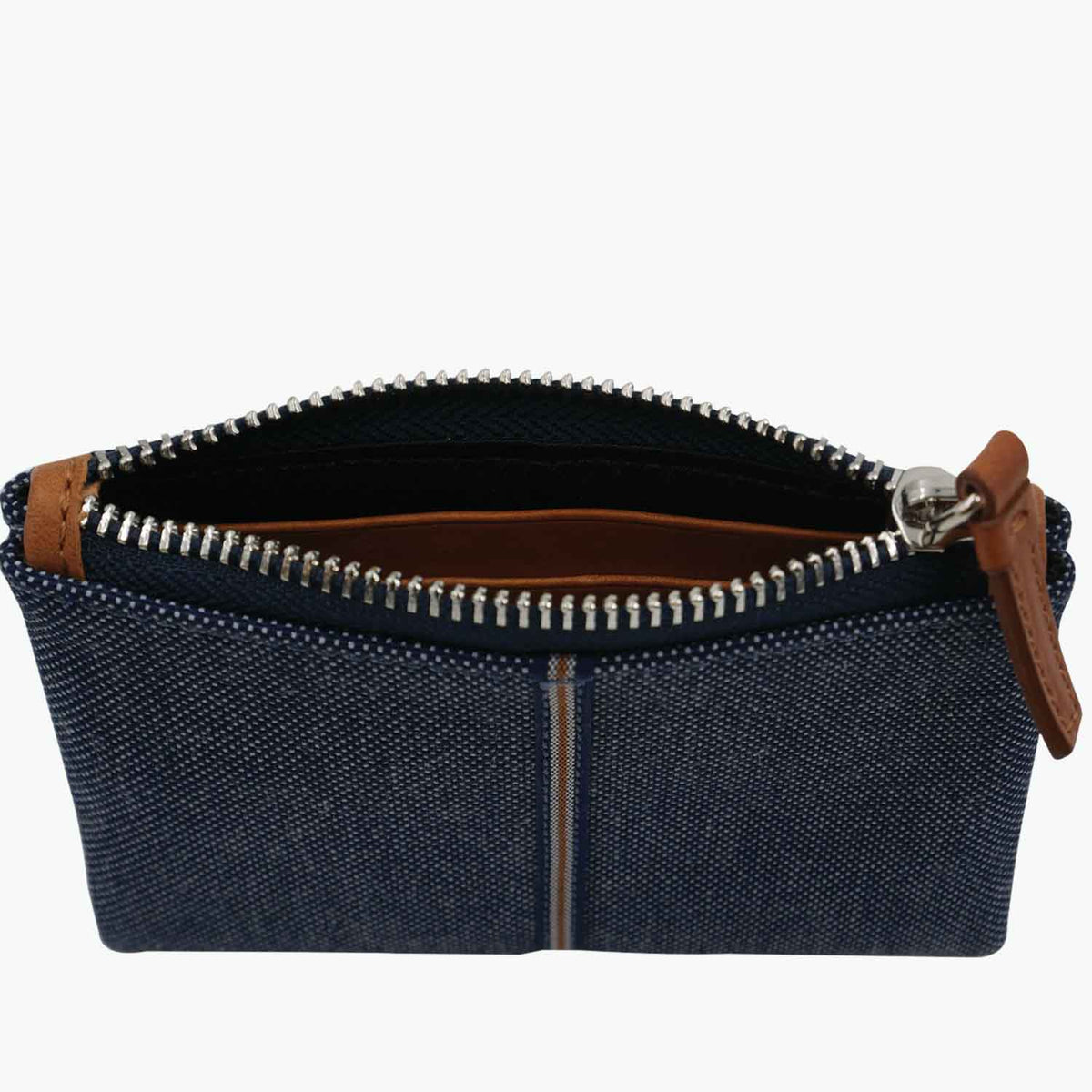 Erba Zip Card Case Pouch Denim and Leather