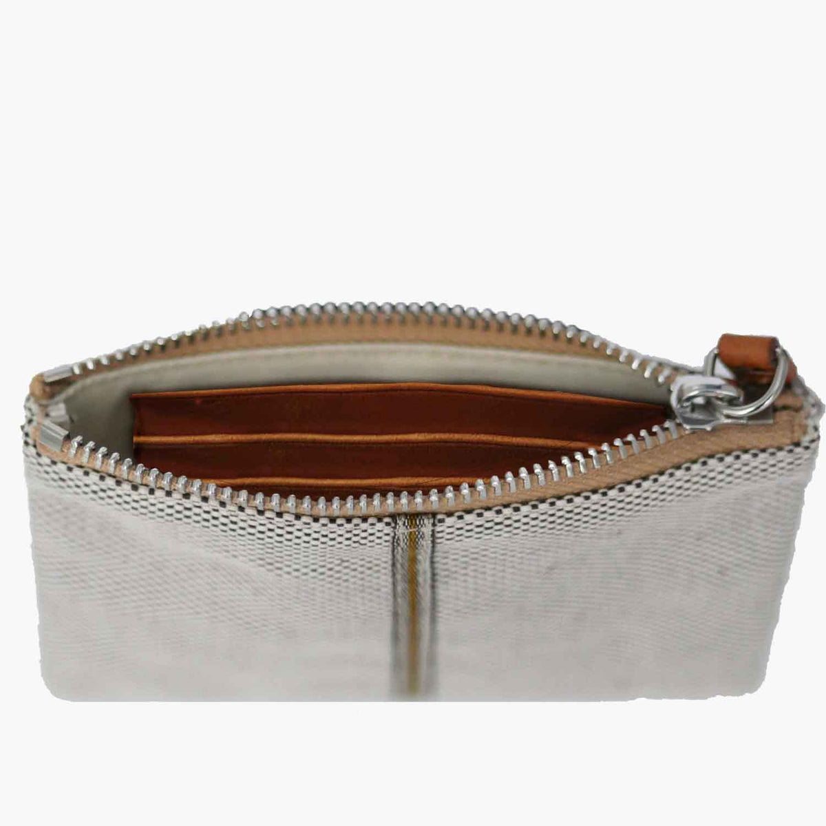 Erba Borsellino Portacarte con zip in Tweed di Cotone e Pelle