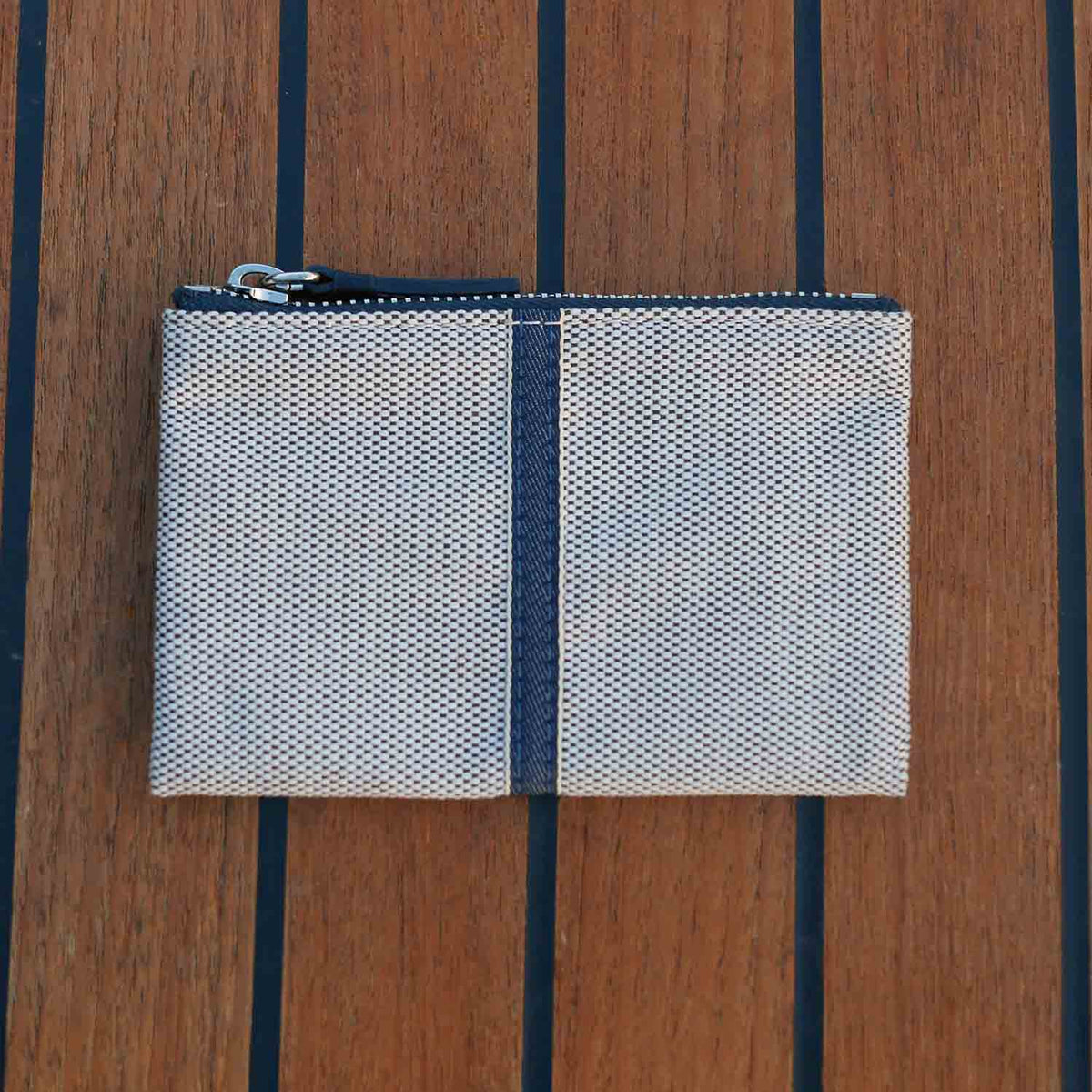 Erba Borsellino Portacarte con zip in Tweed di Cotone e Pelle