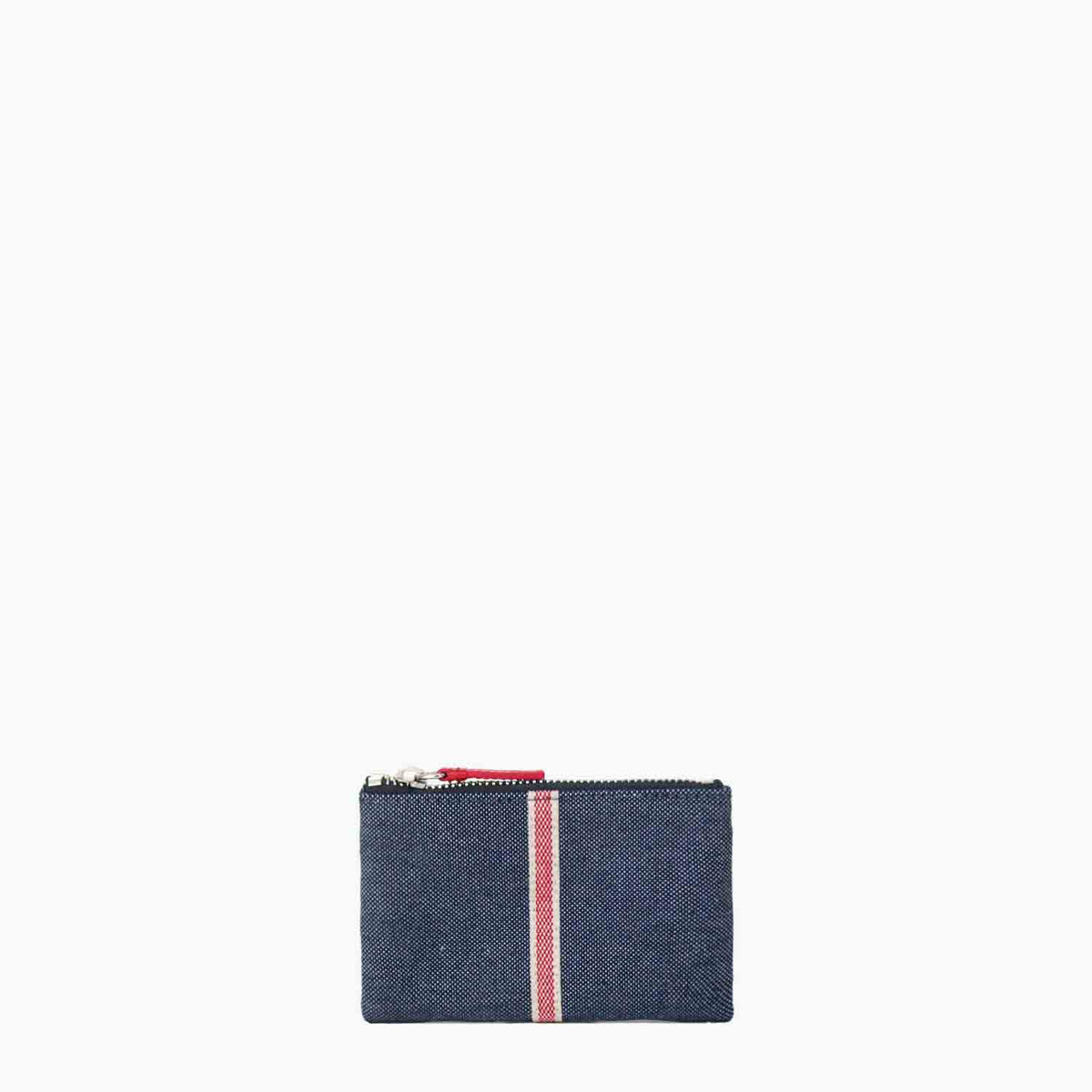 Erba Zip Card Case Pouch Denim and Leather