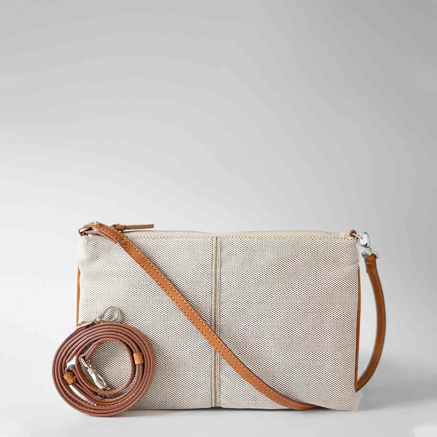 Gallia-LS Clutch Cotton Tweed and Leather