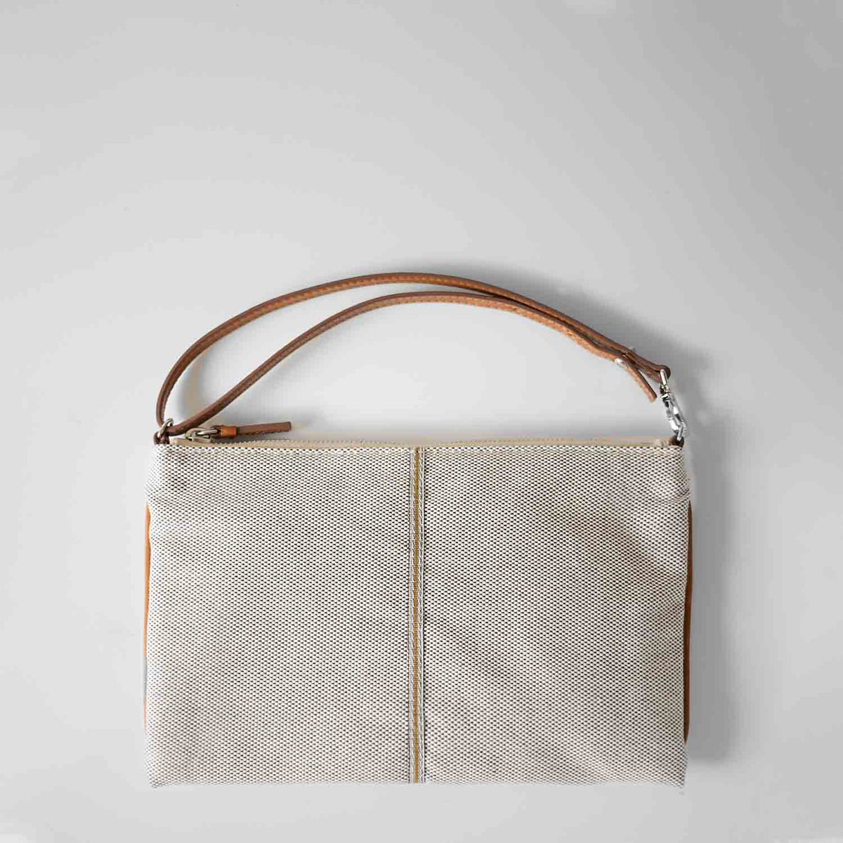 Gallia-LS Clutch Cotton Tweed and Leather
