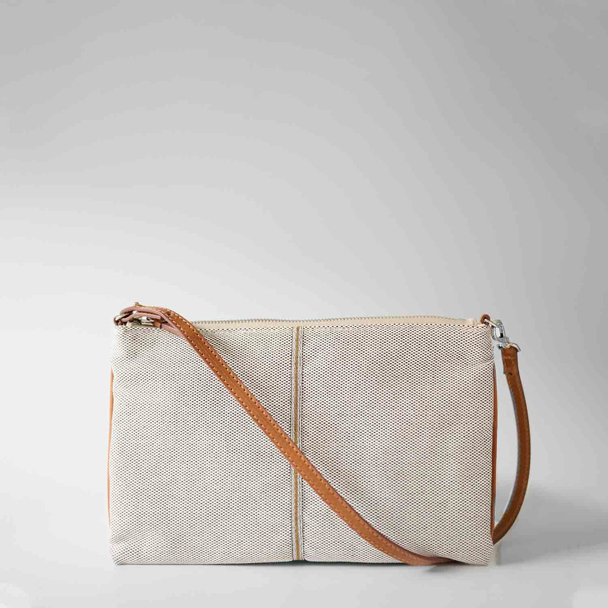 Gallia-LS Clutch Cotton Tweed and Leather
