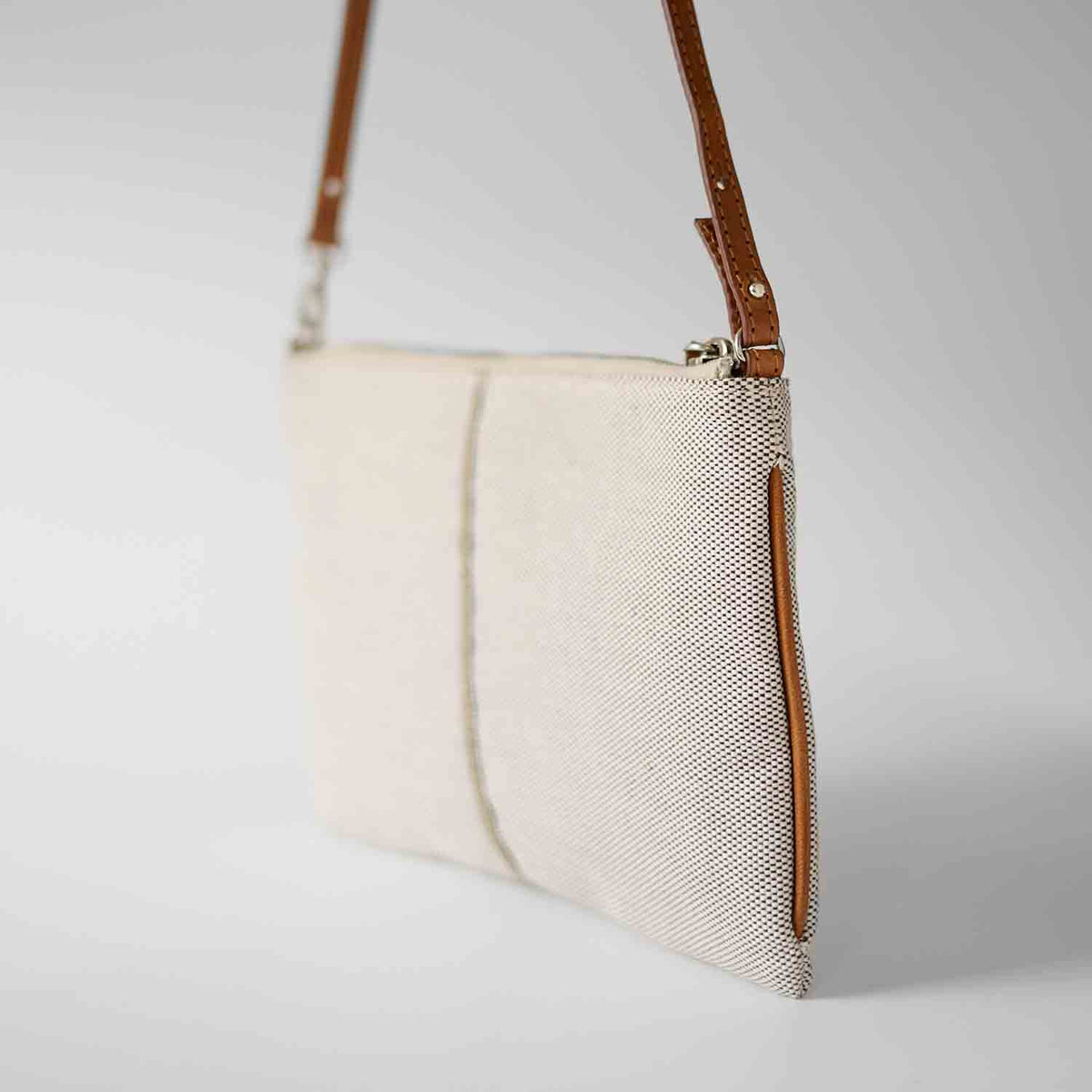 Gallia-LS Clutch Cotton Tweed and Leather