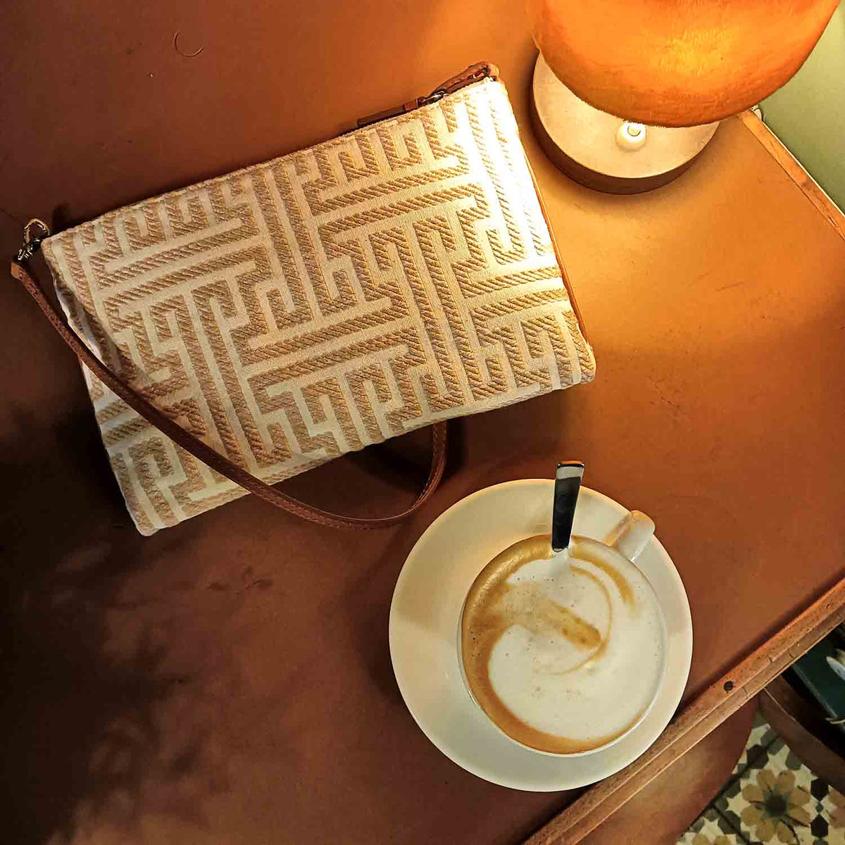 Gallia-LS Clutch Labyrinth Jacquard and Leather