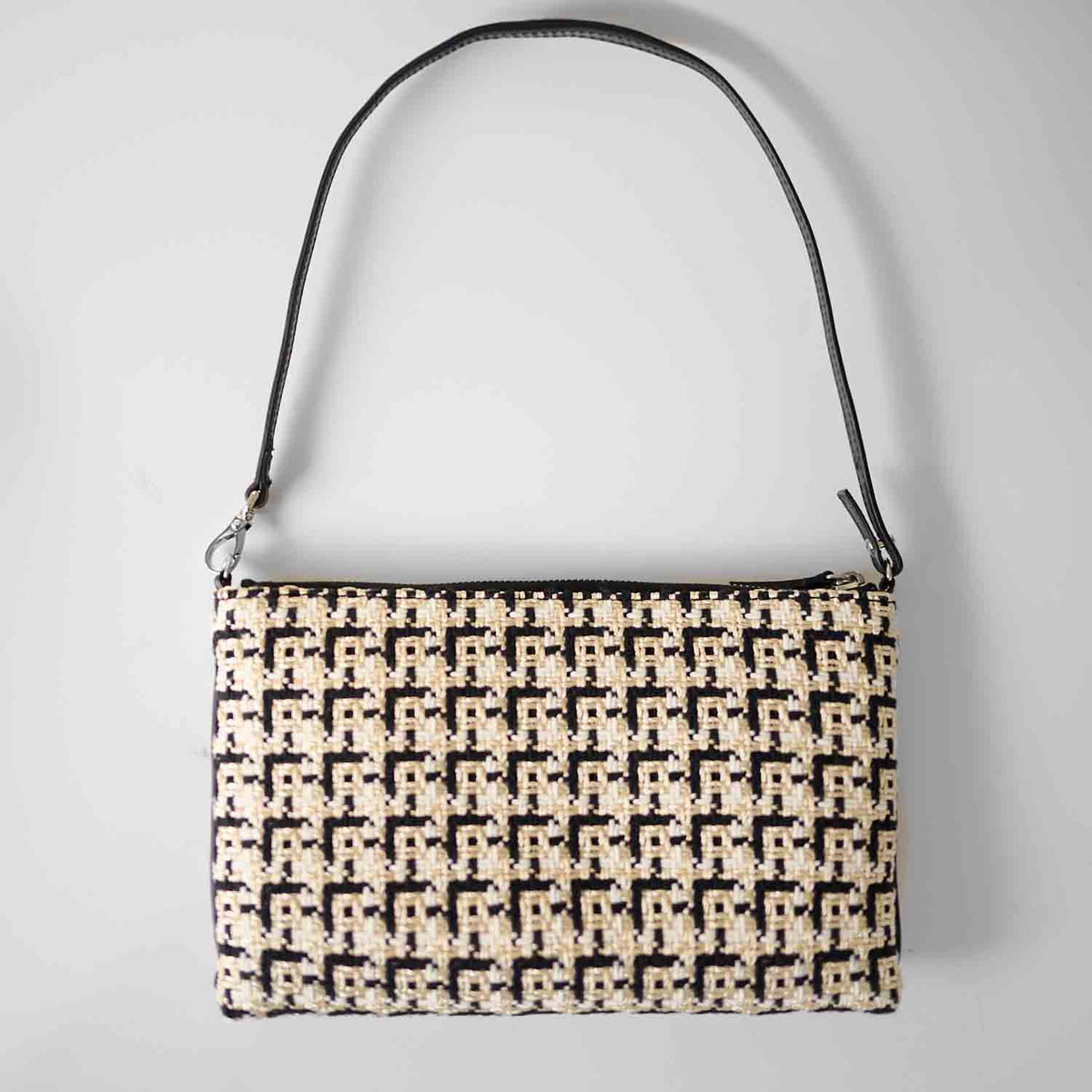 Gallia-LS Clutch Geometric Tweed and Leather