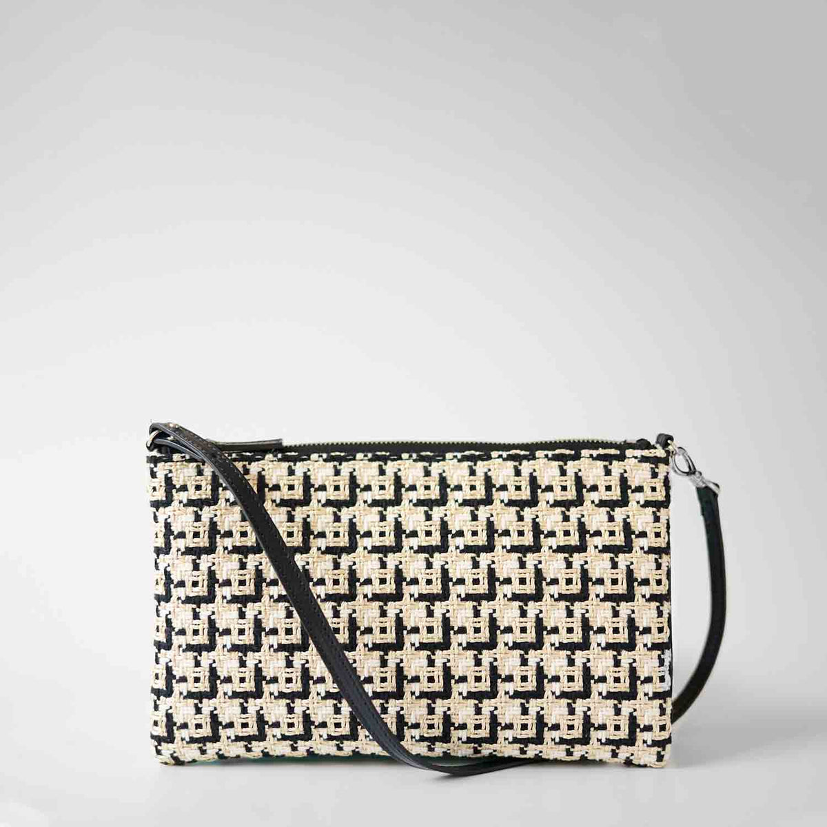 Gallia-LS Clutch Geometric Tweed and Leather