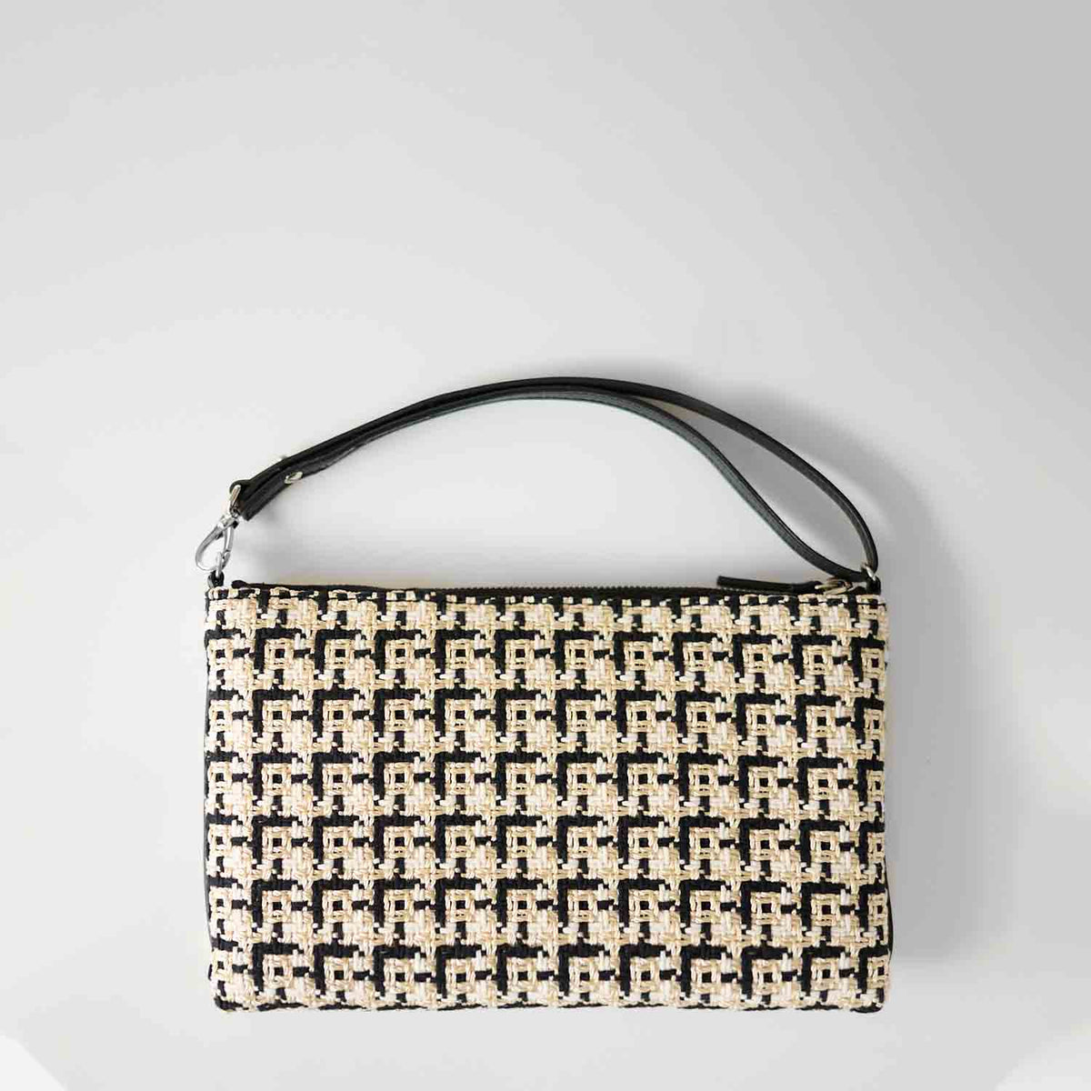 Gallia-LS Clutch Geometric Tweed and Leather