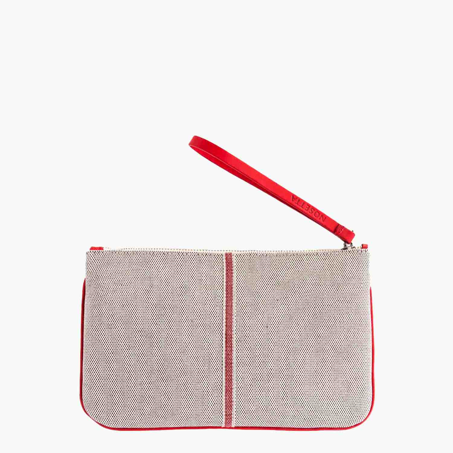 Gallia Clutch Cotton Tweed and Leather