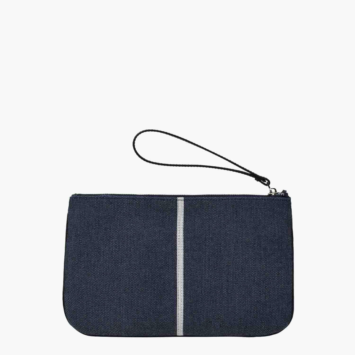 Gallia Clutch Denim and Leather