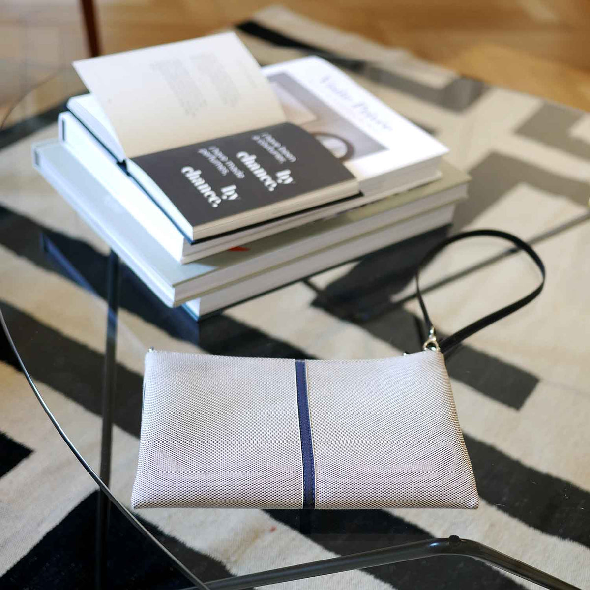 Gallia-LS Clutch Cotton Tweed and Leather