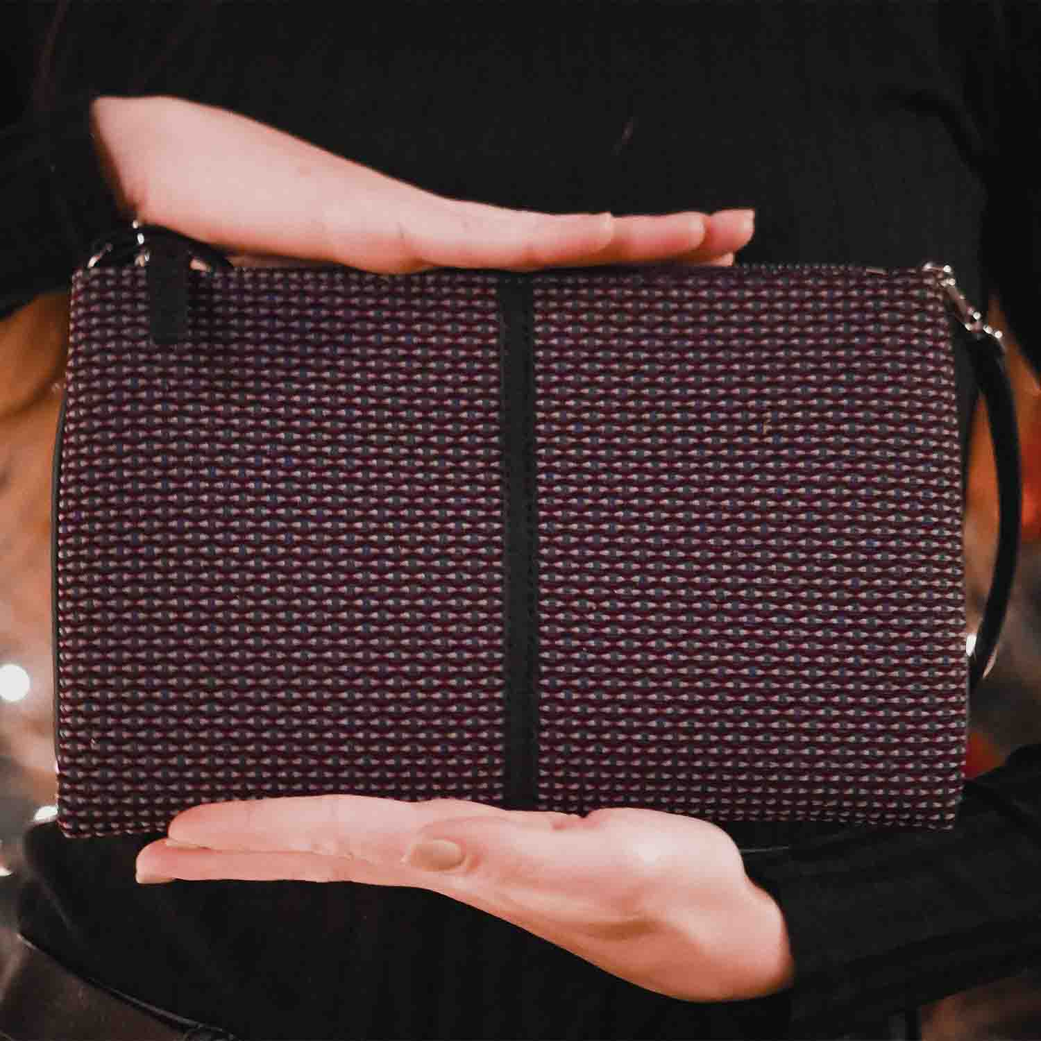 Gallia-LS Clutch Velvet Tweed and Leather