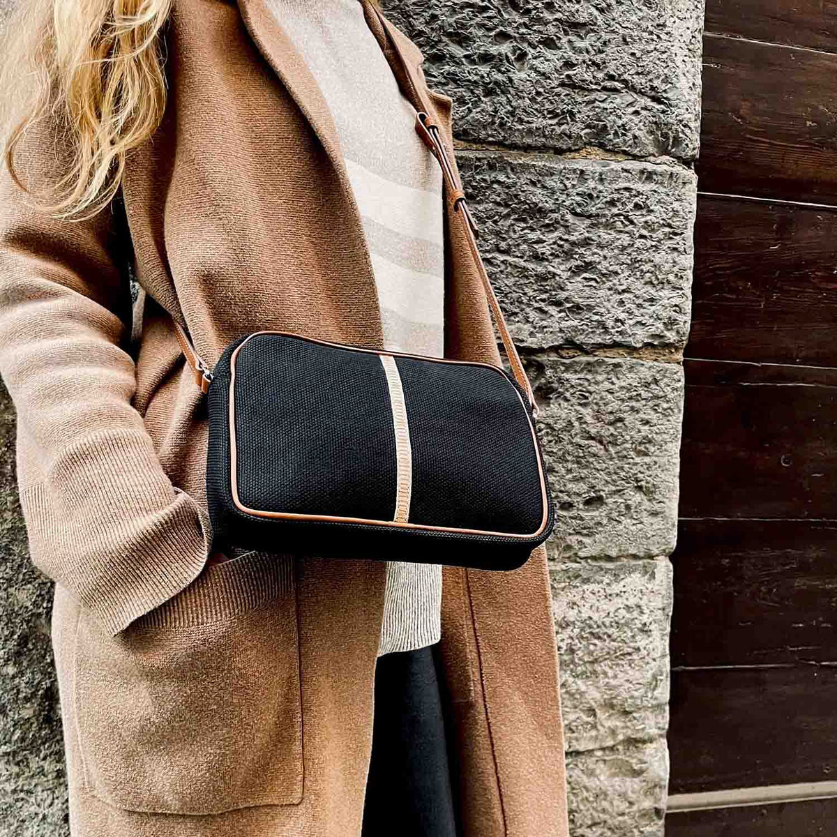 Margherita-L Crossbody Cotton Canvas and Leather