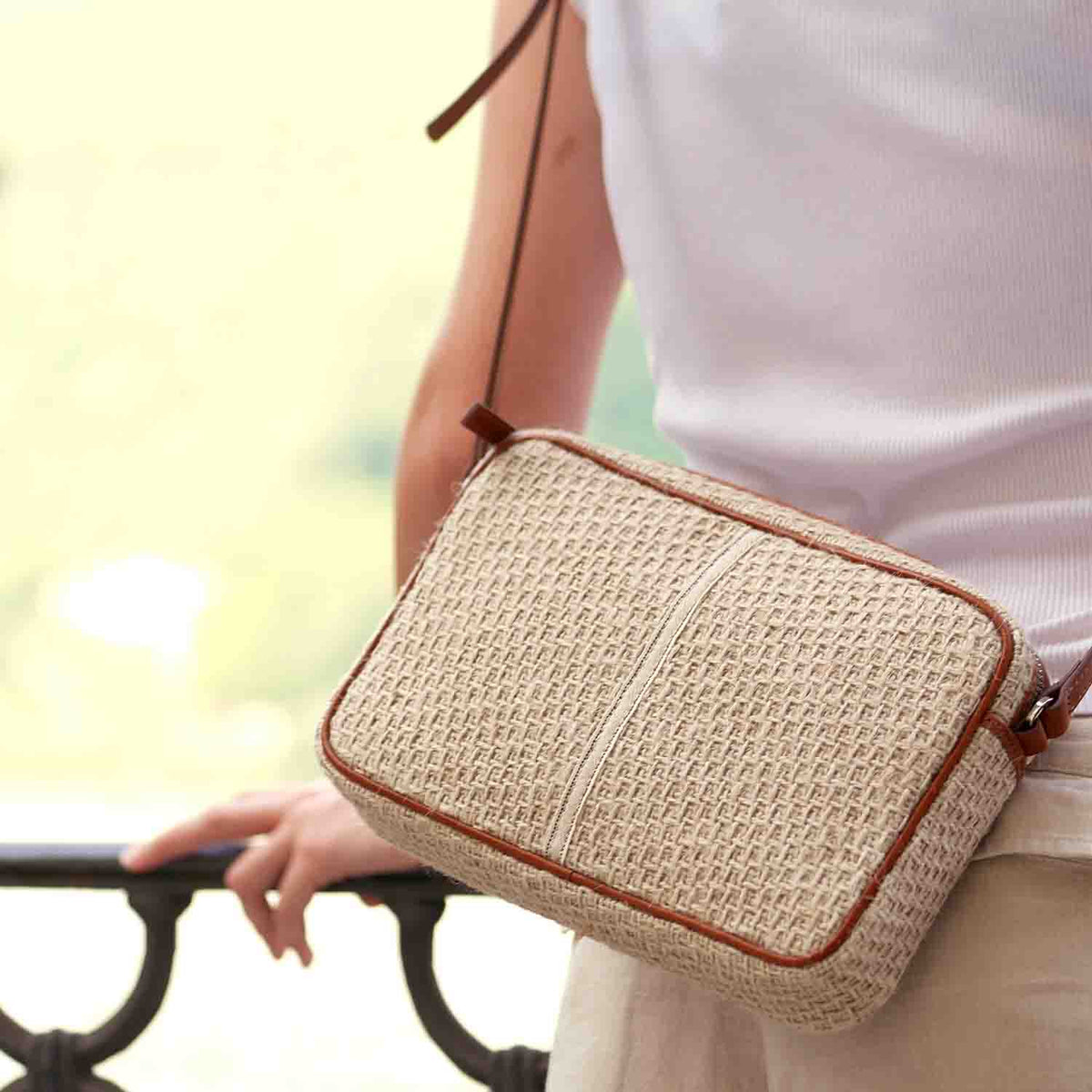 Margherita-L Crossbody Jute and Leather