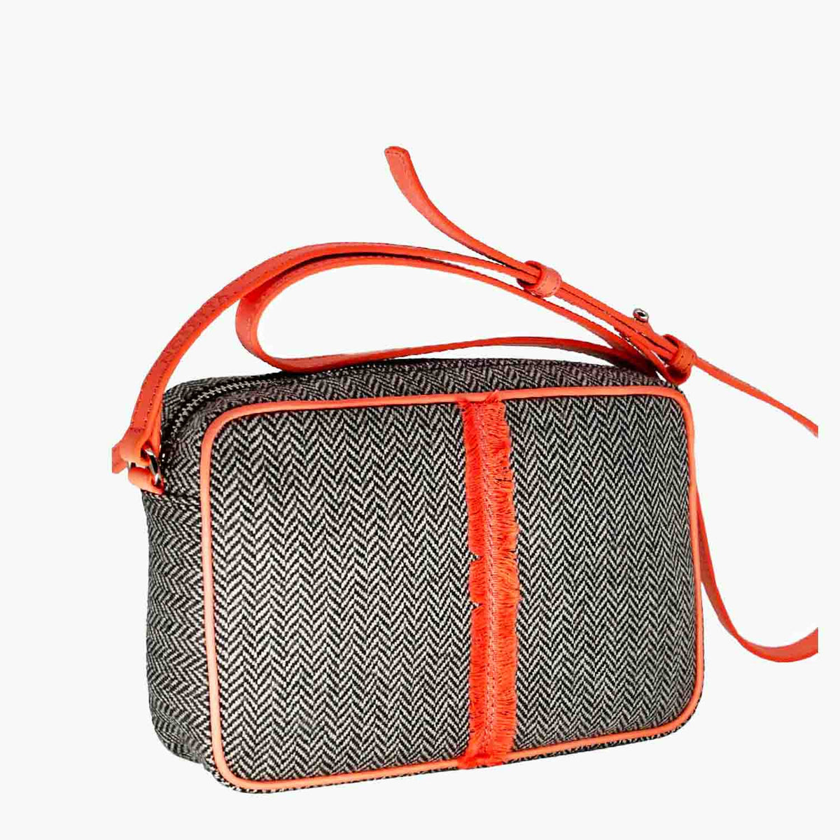 Margherita-L Crossbody Wool Herringbone and Leather