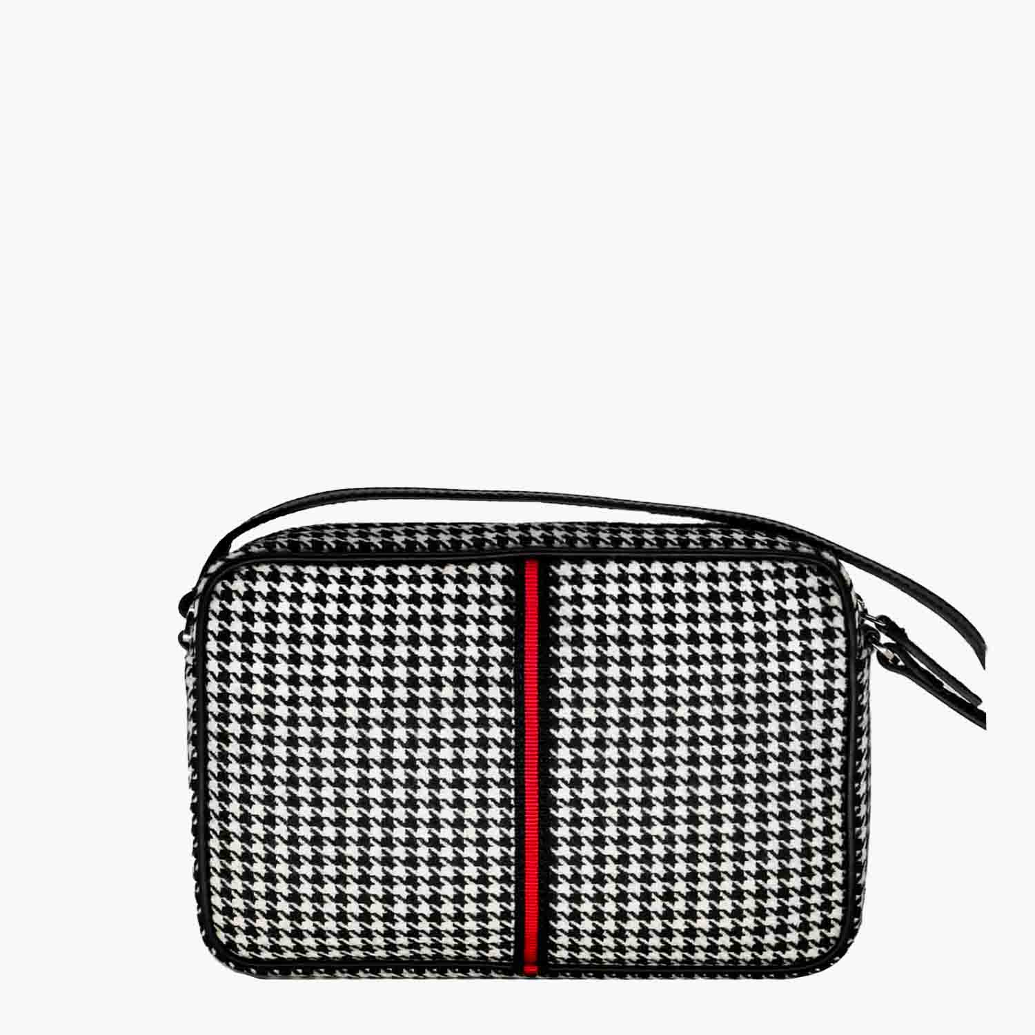 Margherita-L Crossbody Wool Houndstooth and Leather