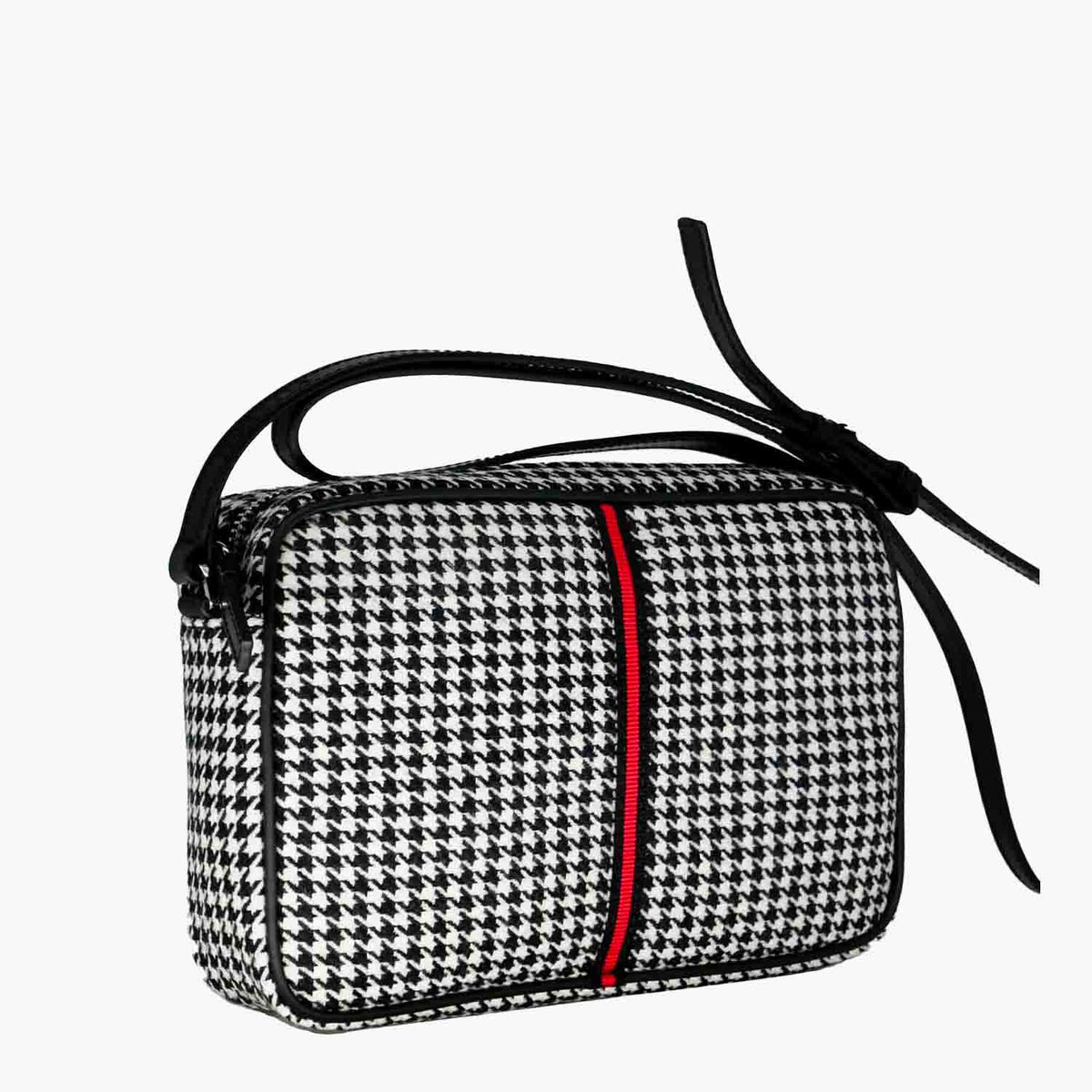 Margherita-L Crossbody Wool Houndstooth and Leather