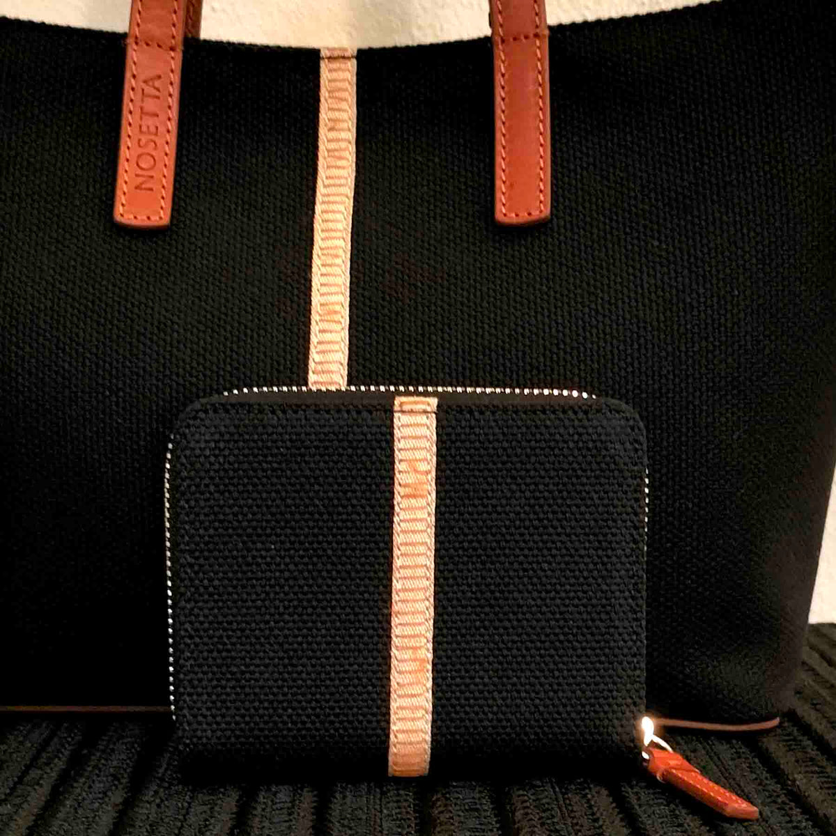 Melzia Zip Around Wallet Cotton Canvas and Leather