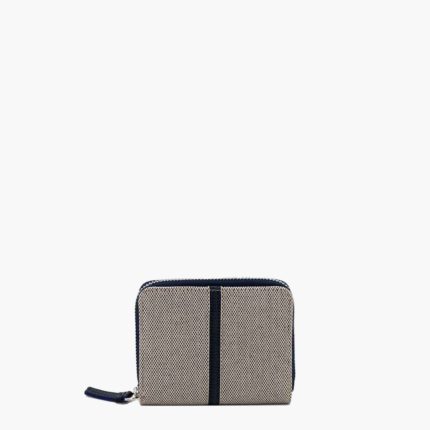 Melzia Zip Around Wallet Cotton Tweed and Leather