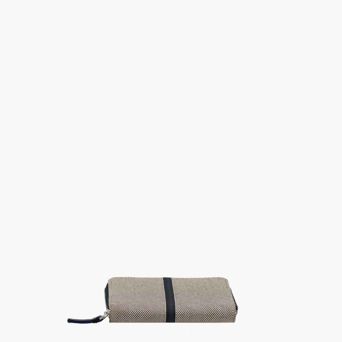 Melzia Portafoglio con zip in Tweed di Cotone e Pelle