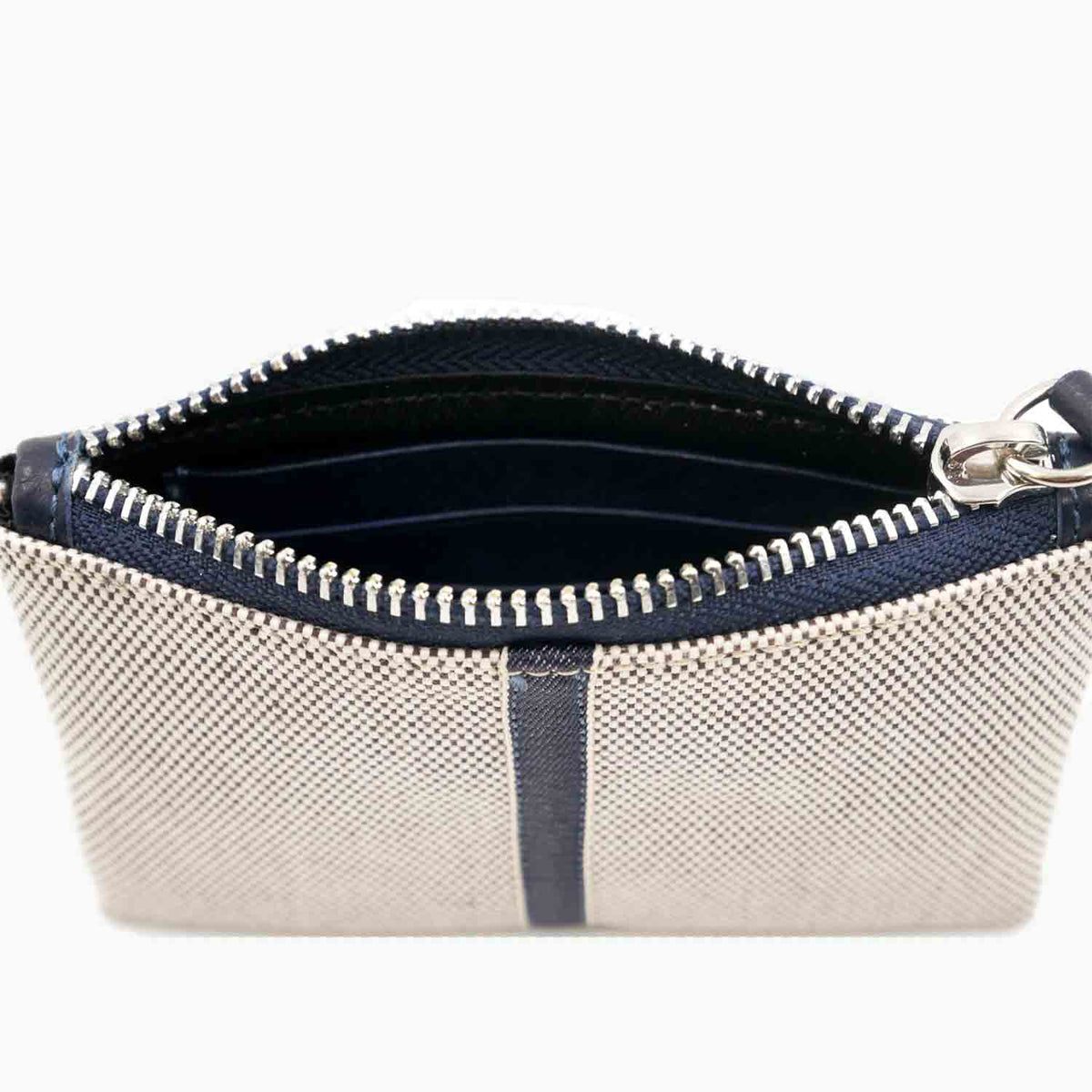 Erba Borsellino Portacarte con zip in Tweed di Cotone e Pelle