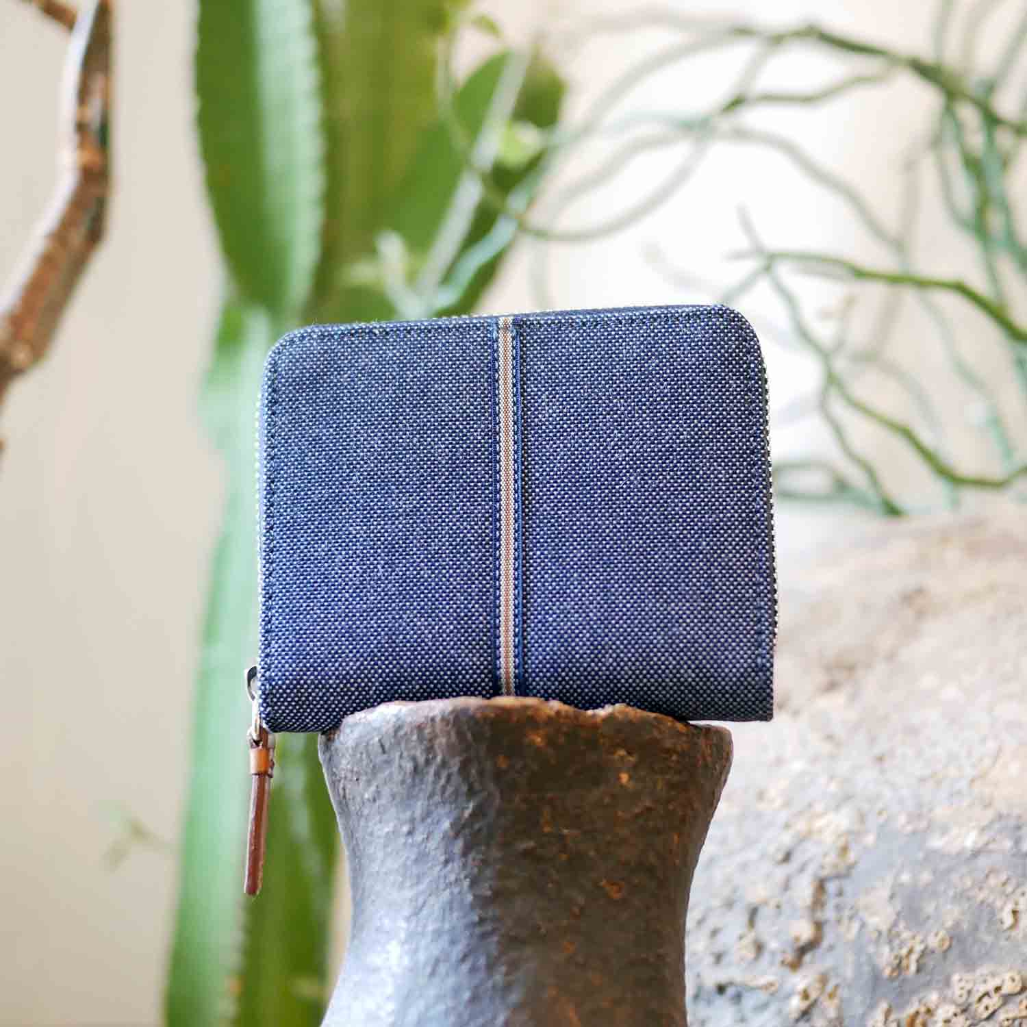 Melzia Zip Around Wallet Denim and Leather