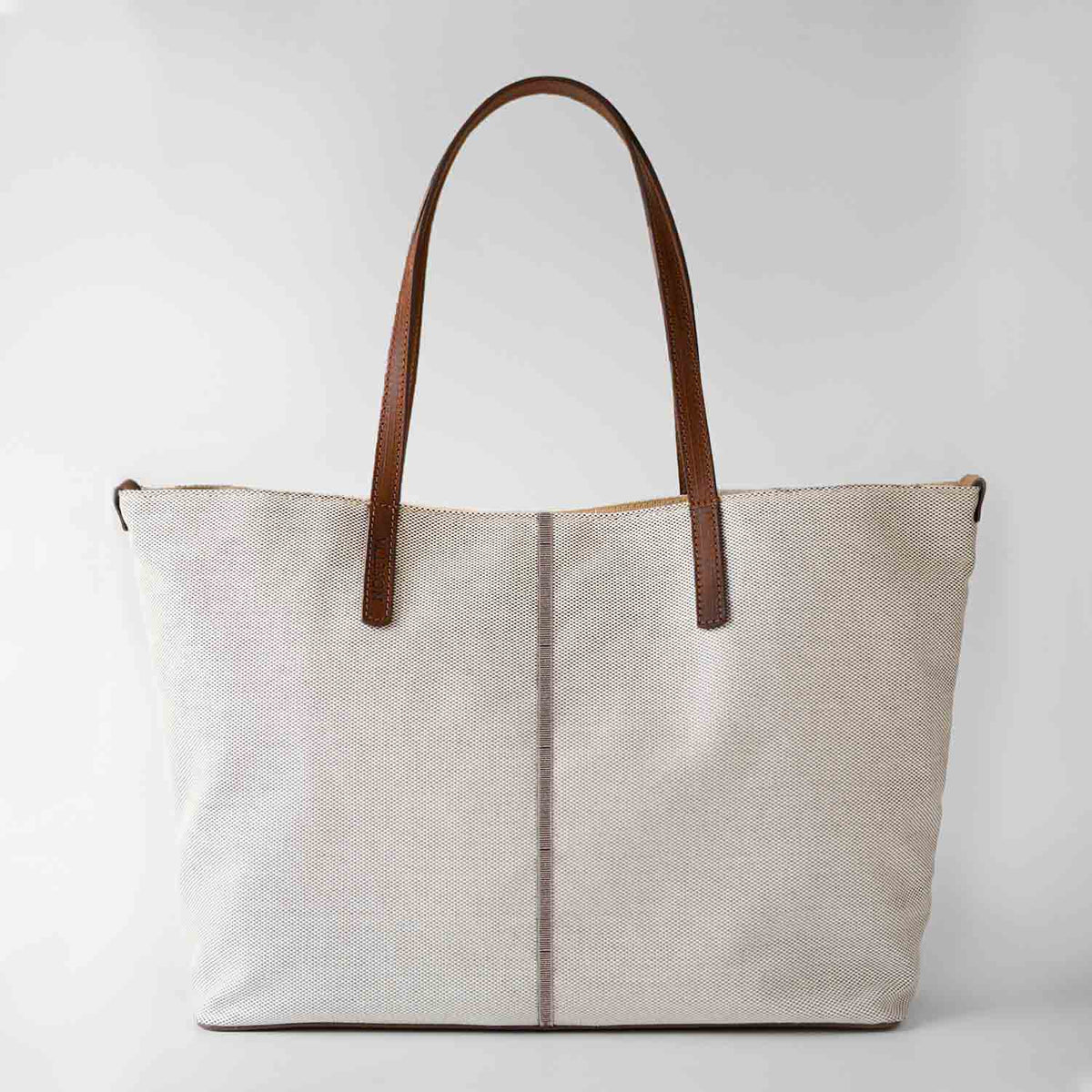 Celesia Shopper Media in Tweed di Cotone e Pelle