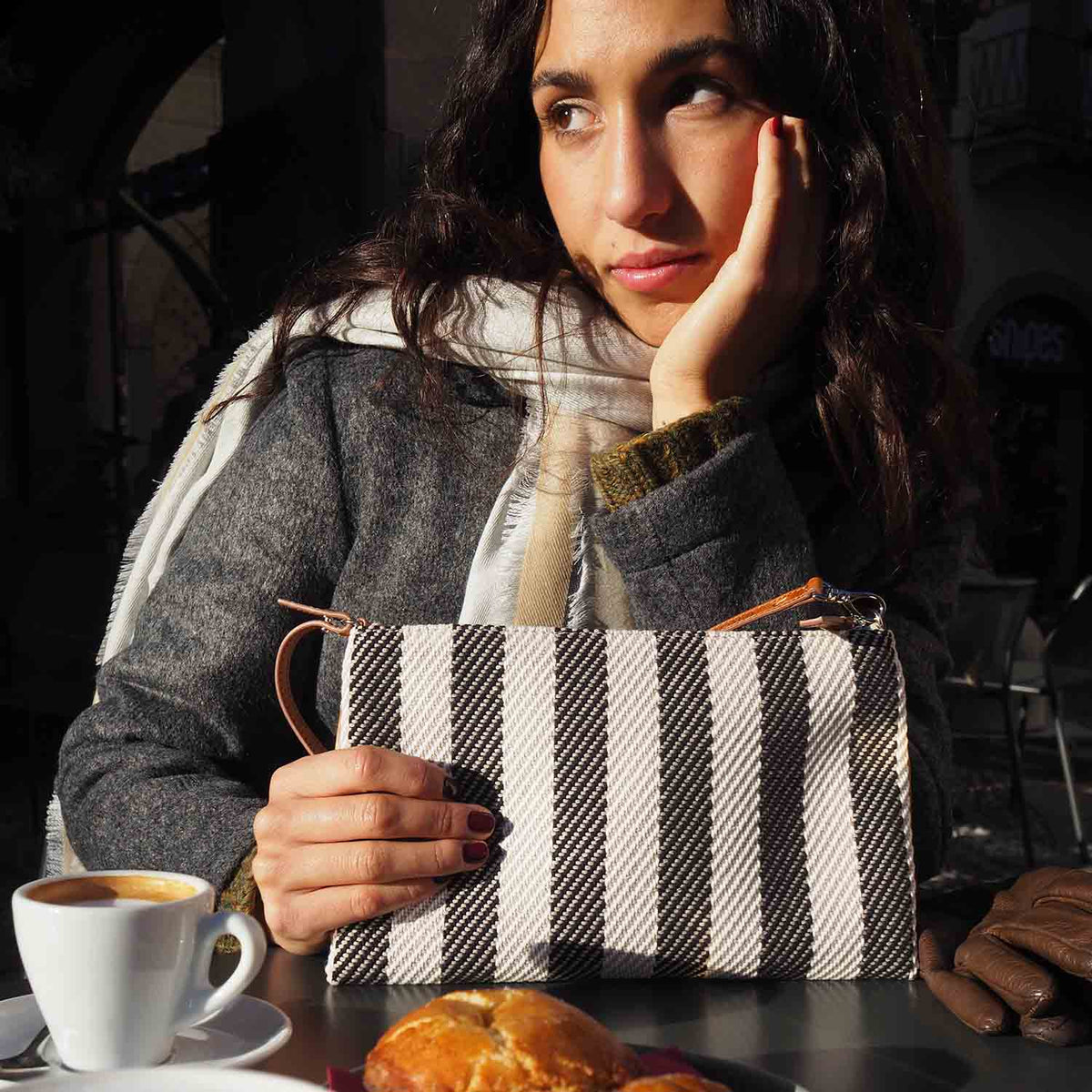 Gallia-LS Twill a righe e pelle