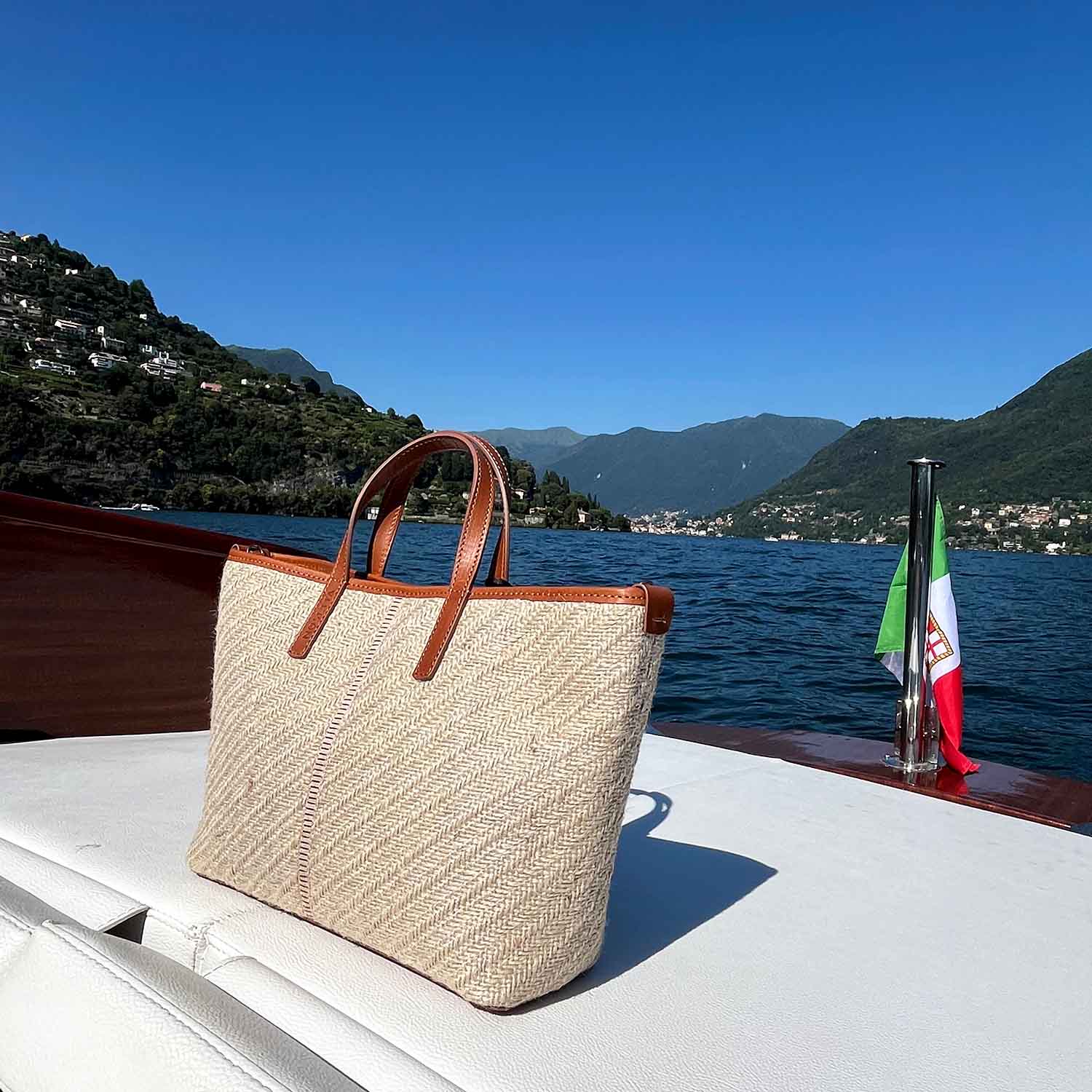 Carlia Small Tote Jute and Leather