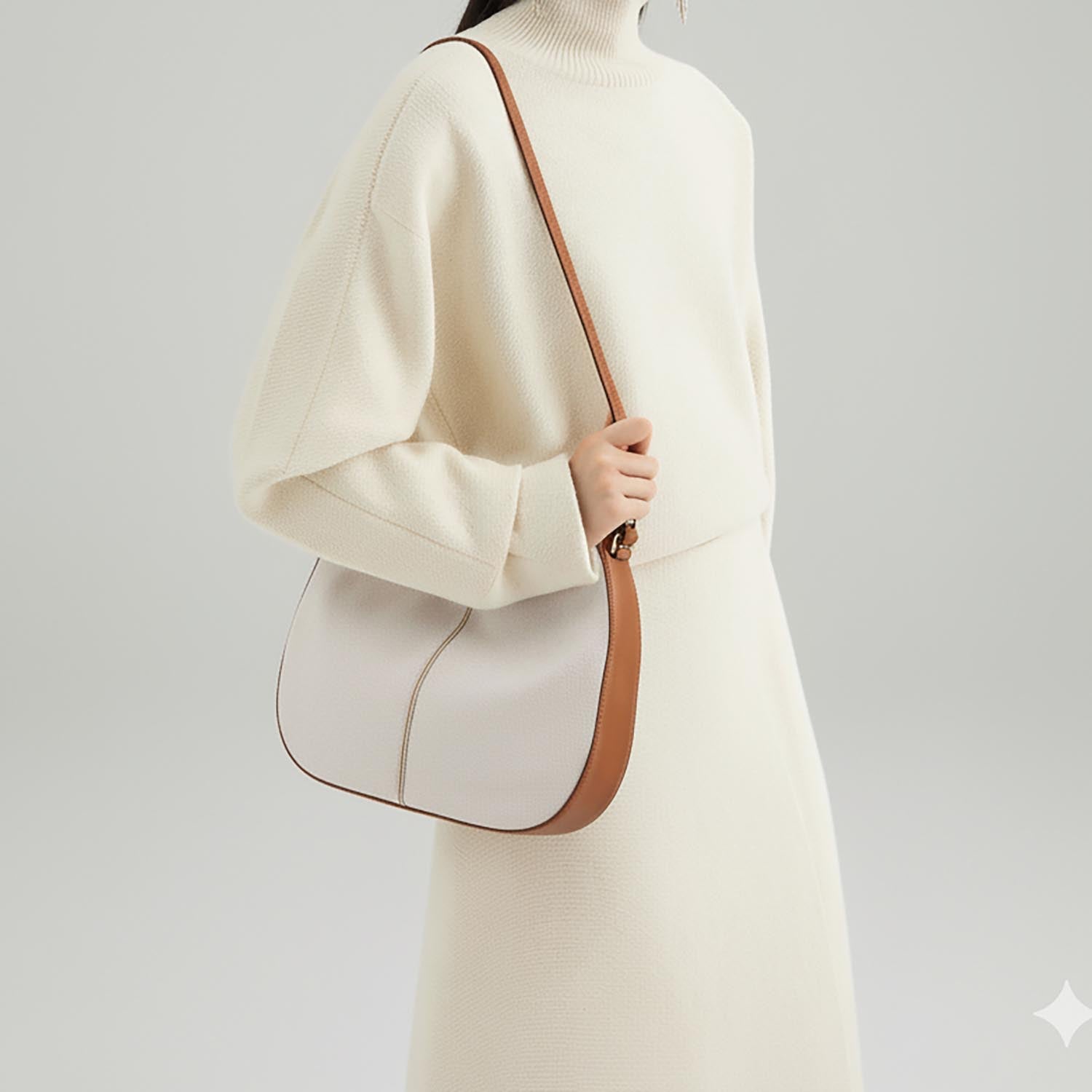 Olmo Hobo Cotton Tweed and Leather