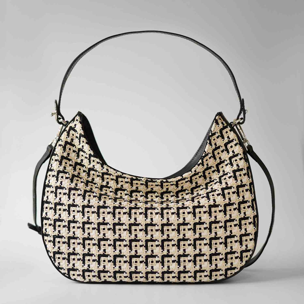 Olmo Hobo Geometric Tweed and Leather
