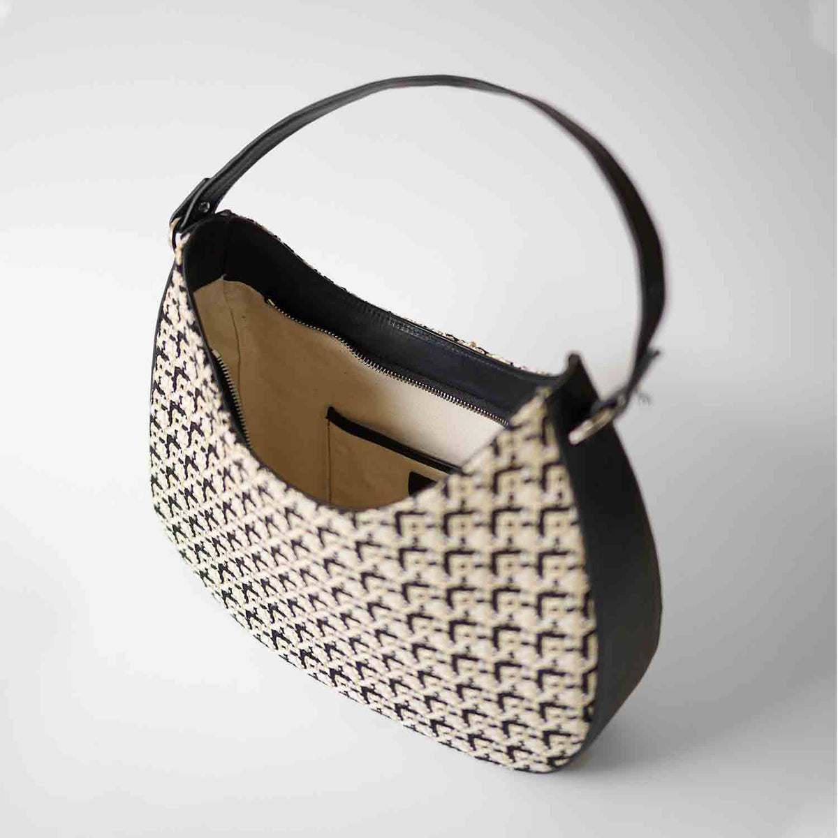 Olmo Hobo Geometric Tweed and Leather