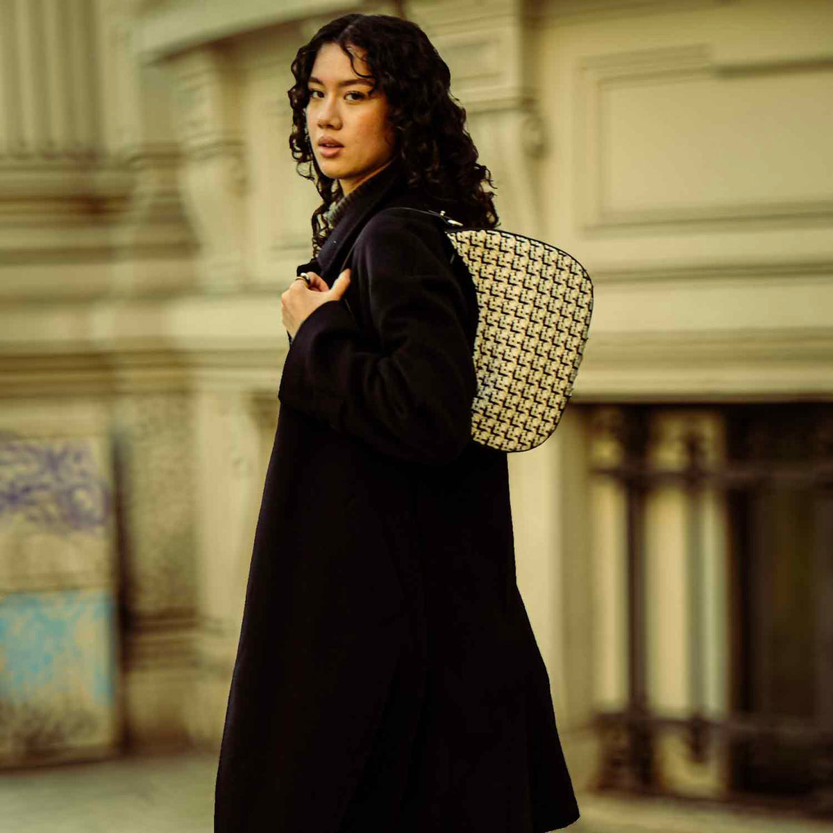 Olmo Hobo Geometric Tweed and Leather