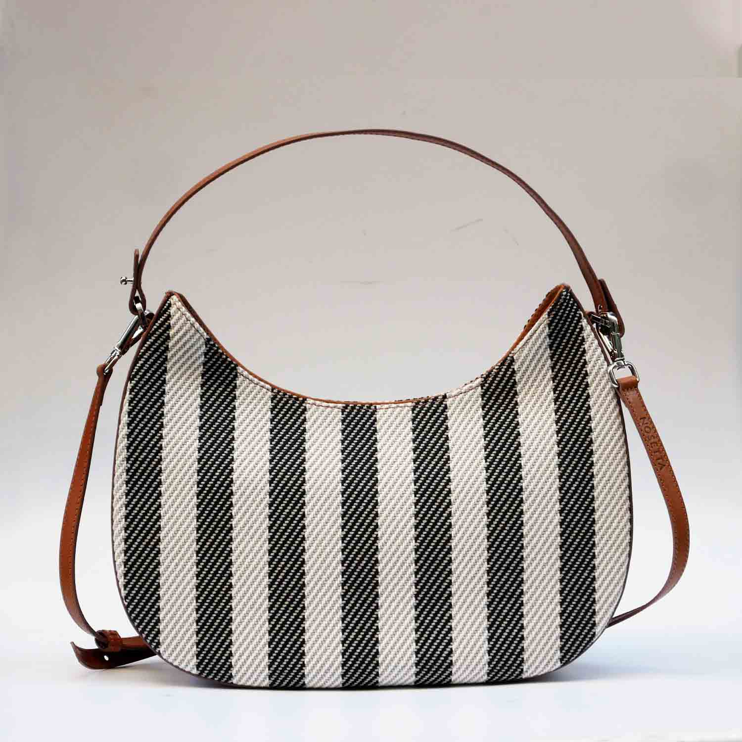 Olmo Hobo Stripe Twill and Leather
