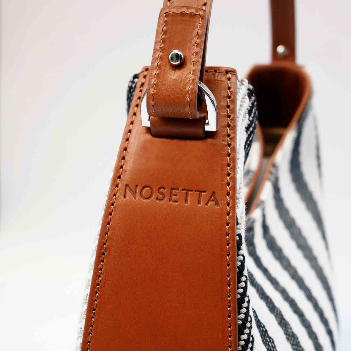 Olmo Hobo Stripe Twill and Leather