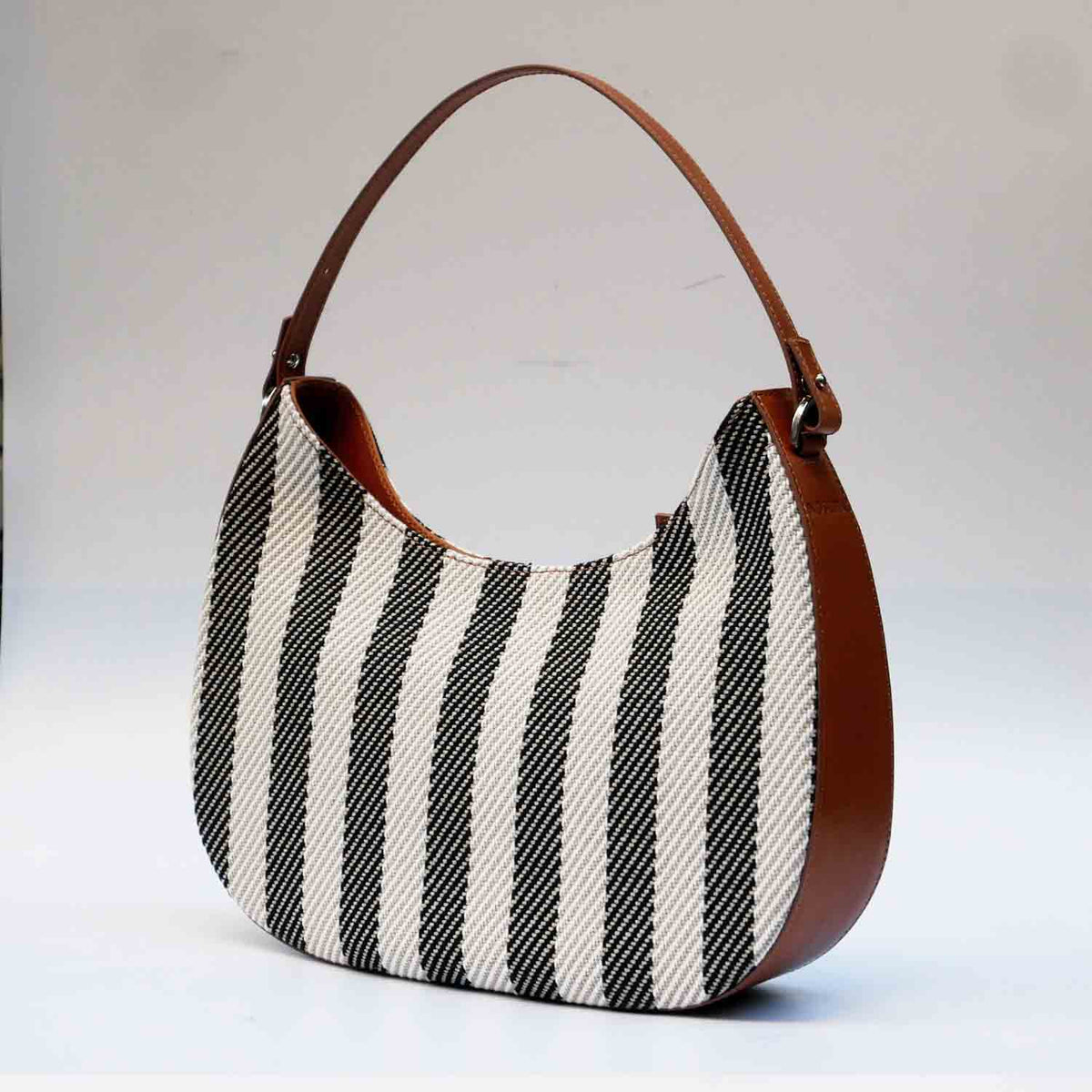 Olmo Hobo Stripe Twill and Leather